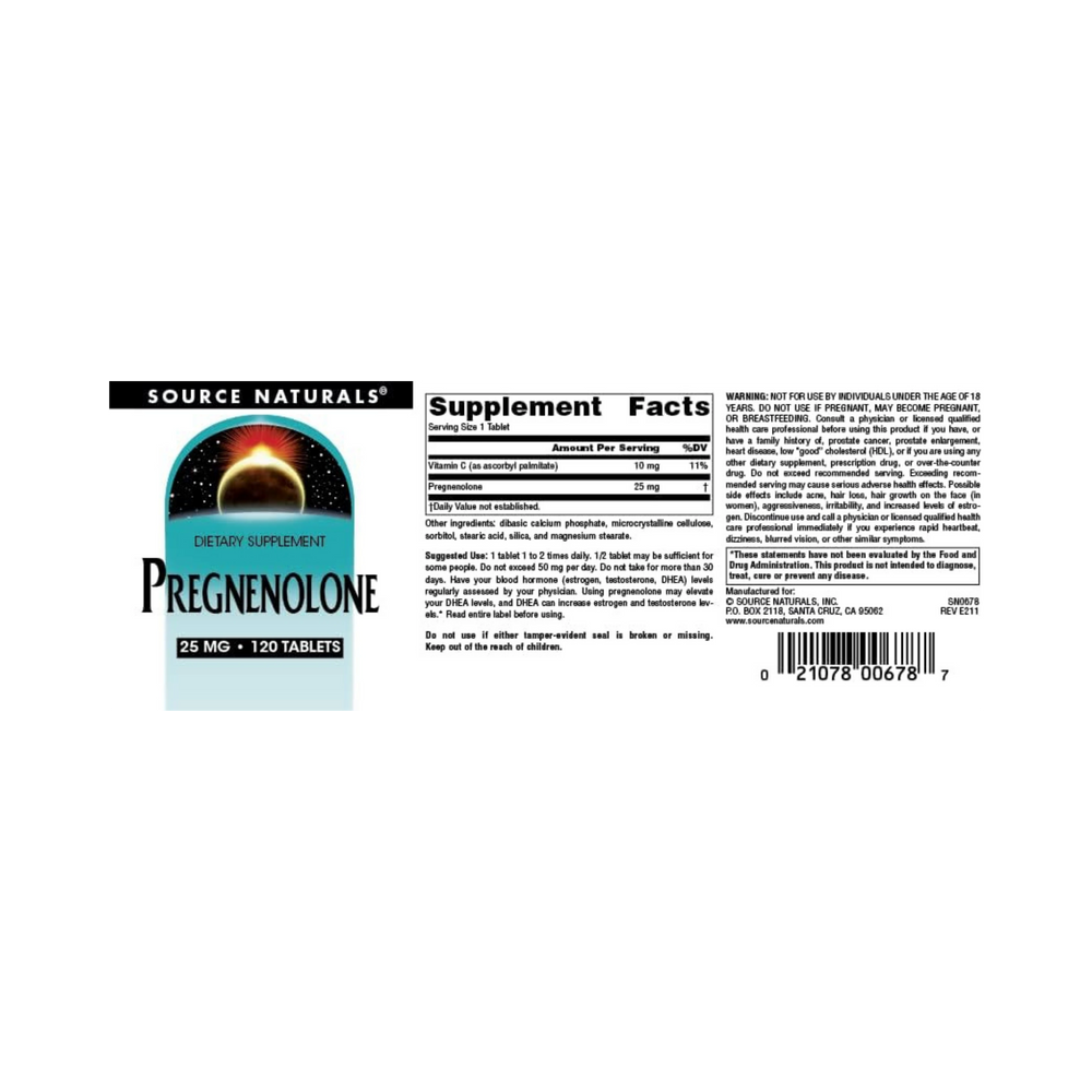 Source Naturals, Pregnenolone, 25 Mg, 120 Tablets