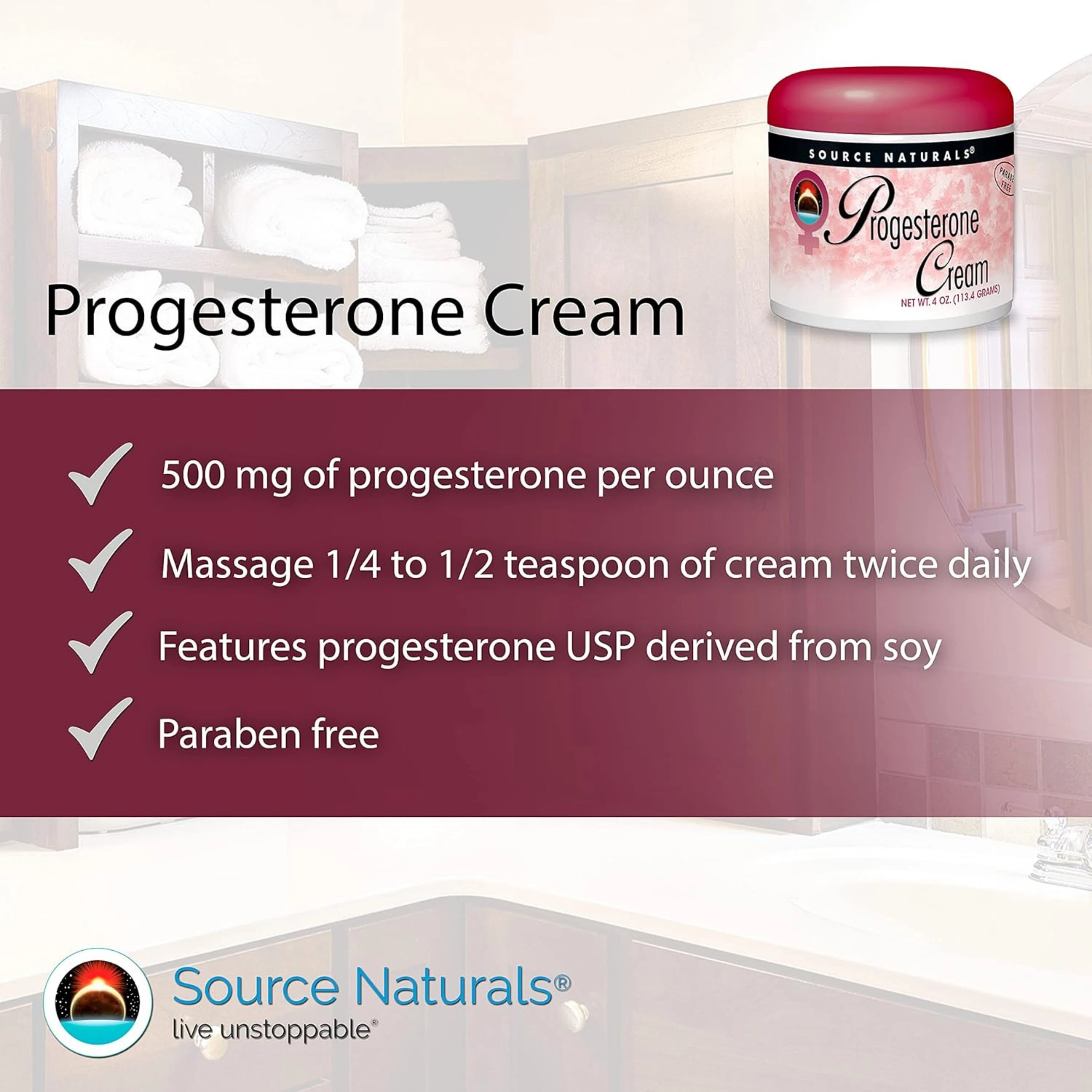 Source Naturals, Progesterone Cream, 4 Oz Jar