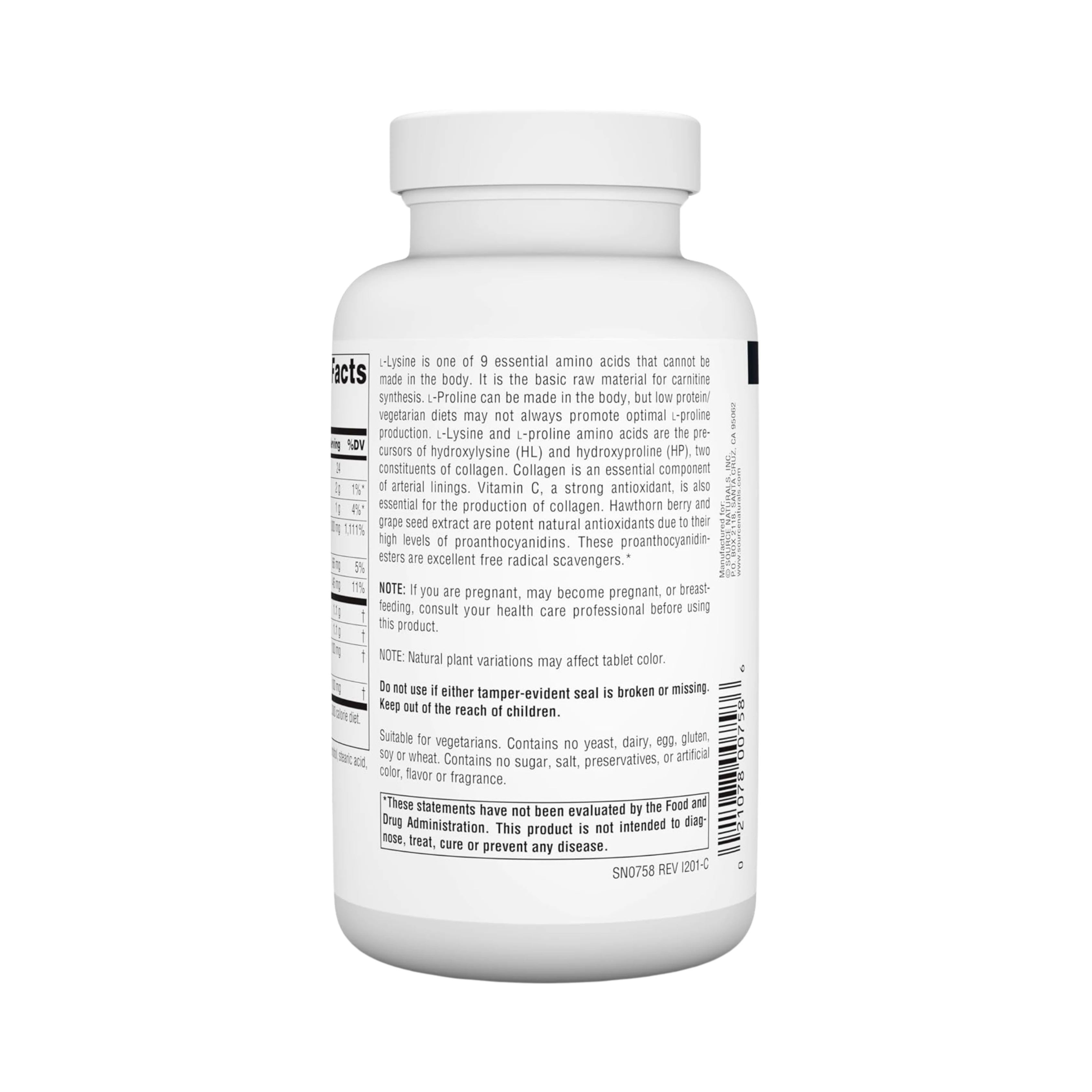 Source Naturals, Proline & Lysine, 550 Mg, 120 Tablets