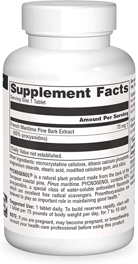 Source Naturals, Pycnogenol® 75mg (30,60) Tablet | Maple Herbs