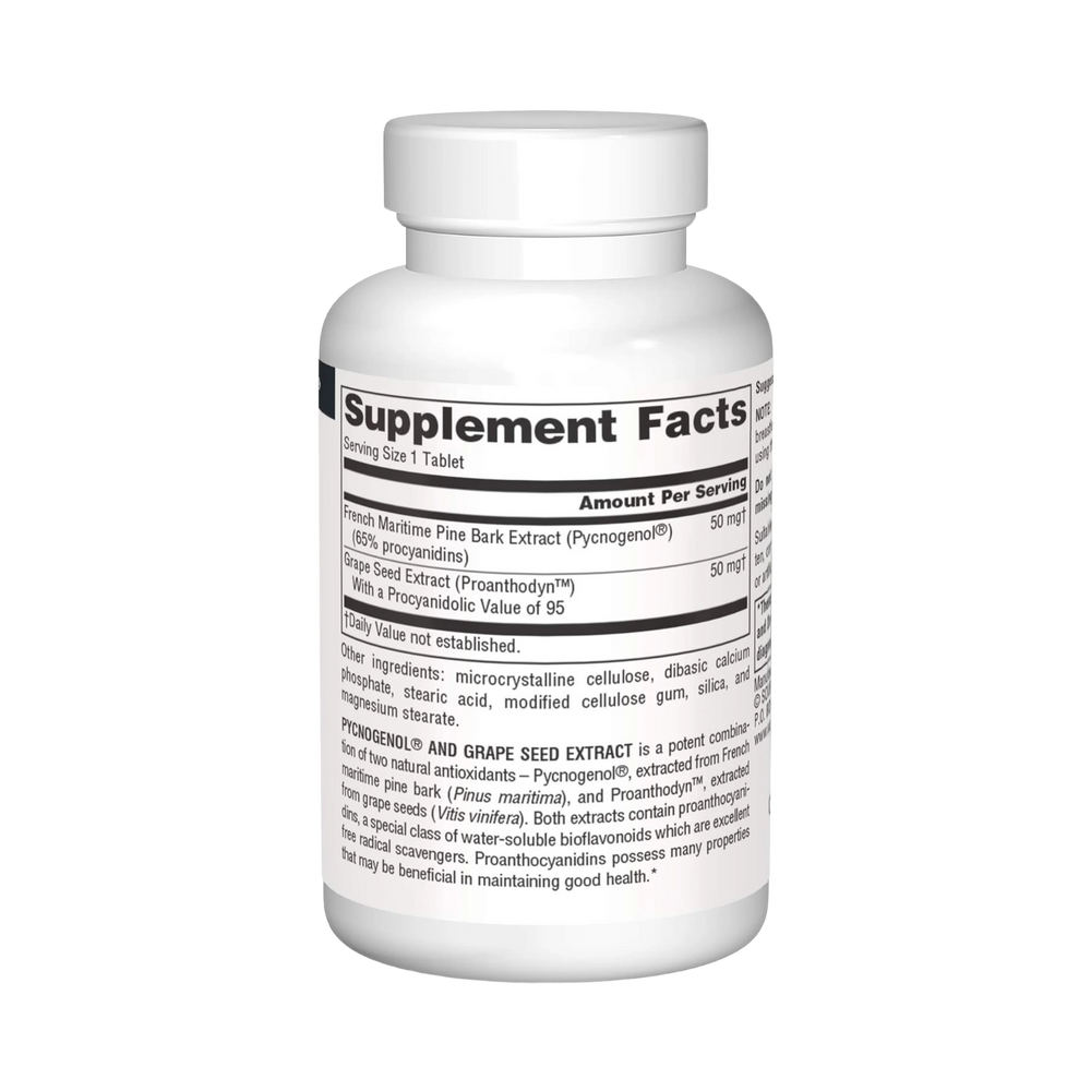 Source Naturals, Pycnogenol and Grape Seed Extract, 100 Mg, 60 Tablets