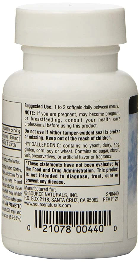 Source Naturals, Saw Palmetto Extract 160mg (30,60,120) Softgels| Maple Herbs