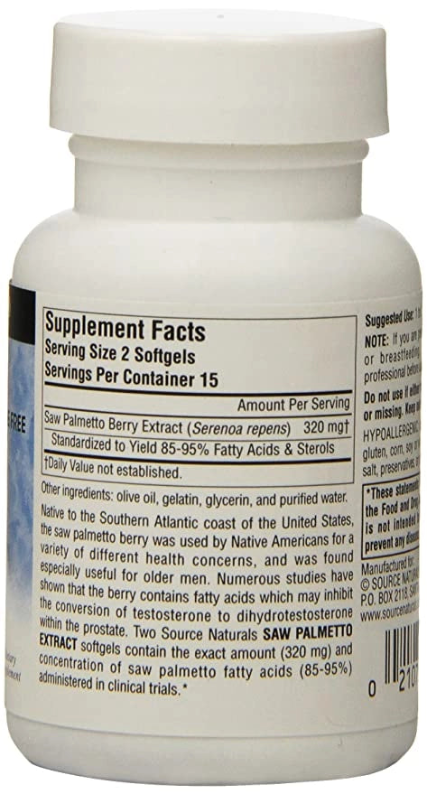 Source Naturals, Saw Palmetto Extract 160mg (30,60,120) Softgels| Maple Herbs