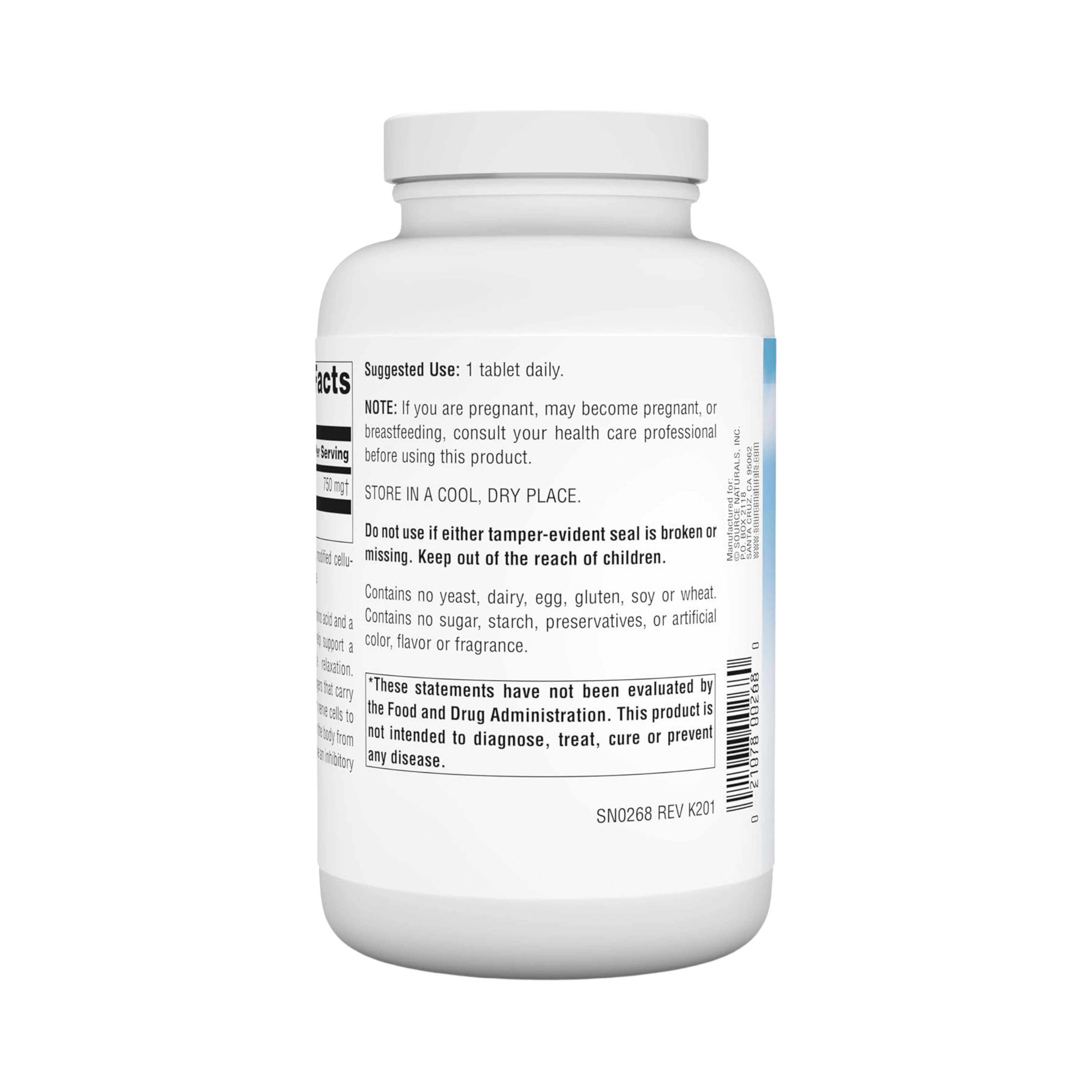 Source Naturals, Serene Science GABA 750 Mg, 90 Tablets