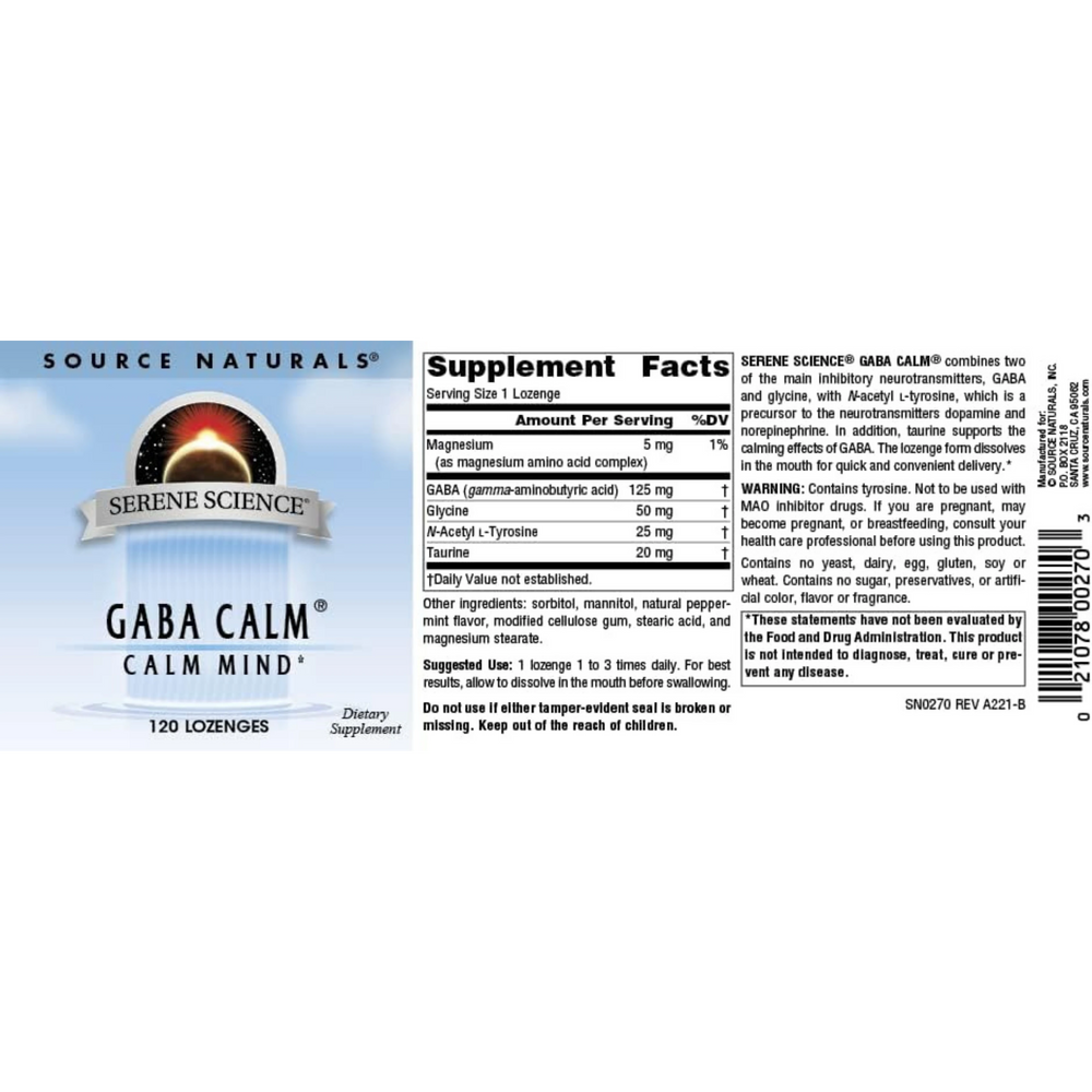 Source Naturals, Serene Science, GABA Calm, 120 Peppermint Lozenges