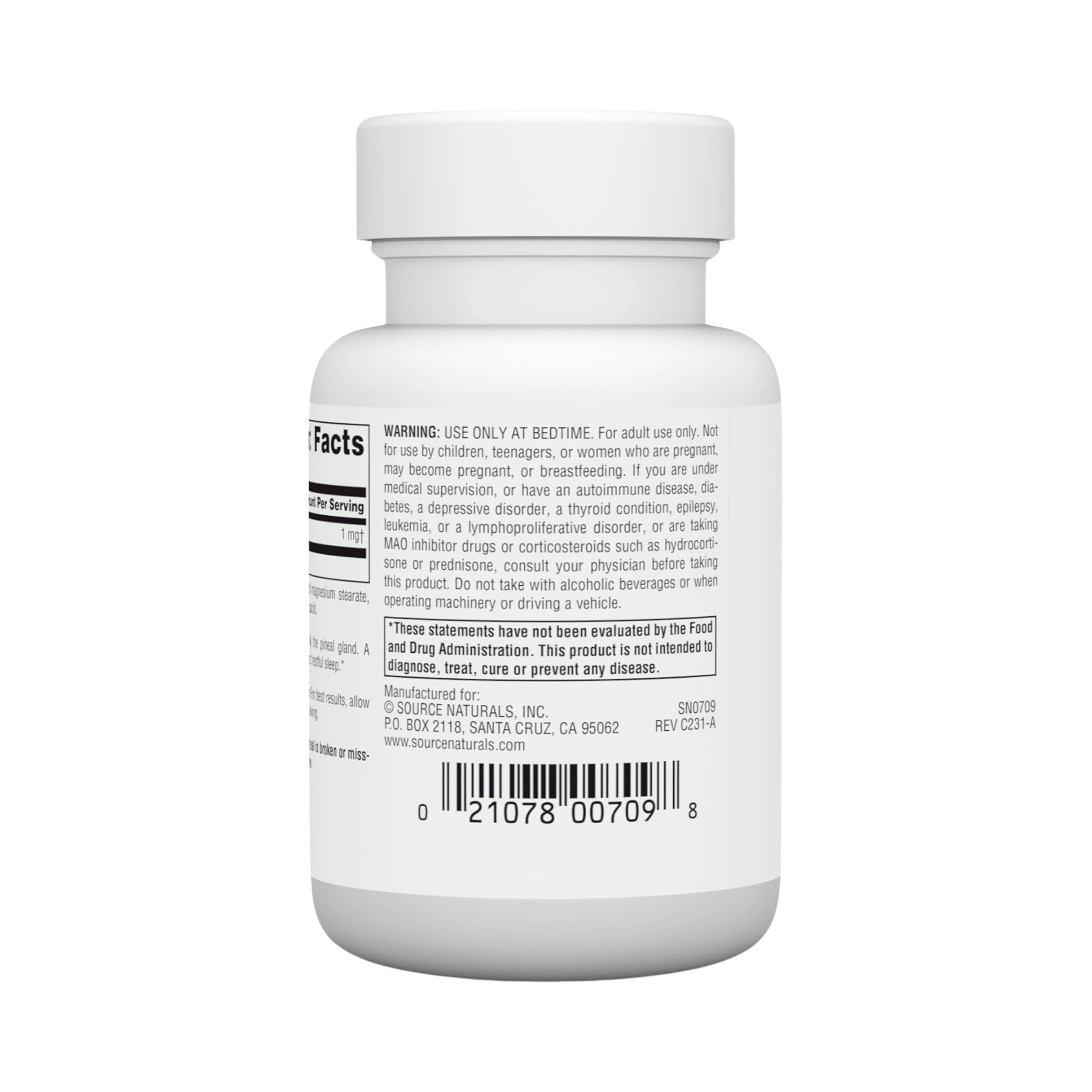 Source Naturals, Sleep Science Melatonin, 1 Mg Peppermint, 100 Lozenge
