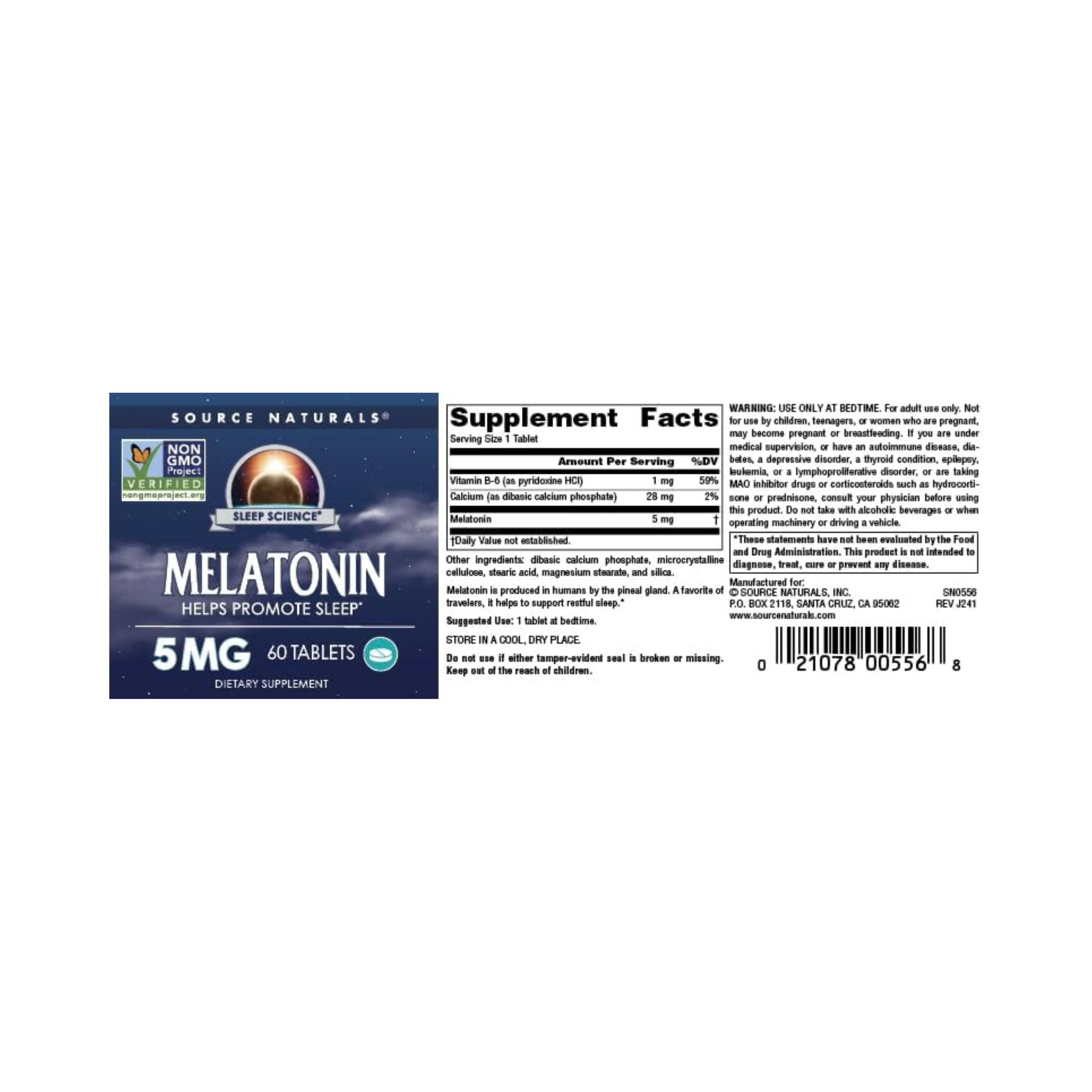 Source Naturals, Sleep Science Melatonin, 5 Mg, 60 Tablets