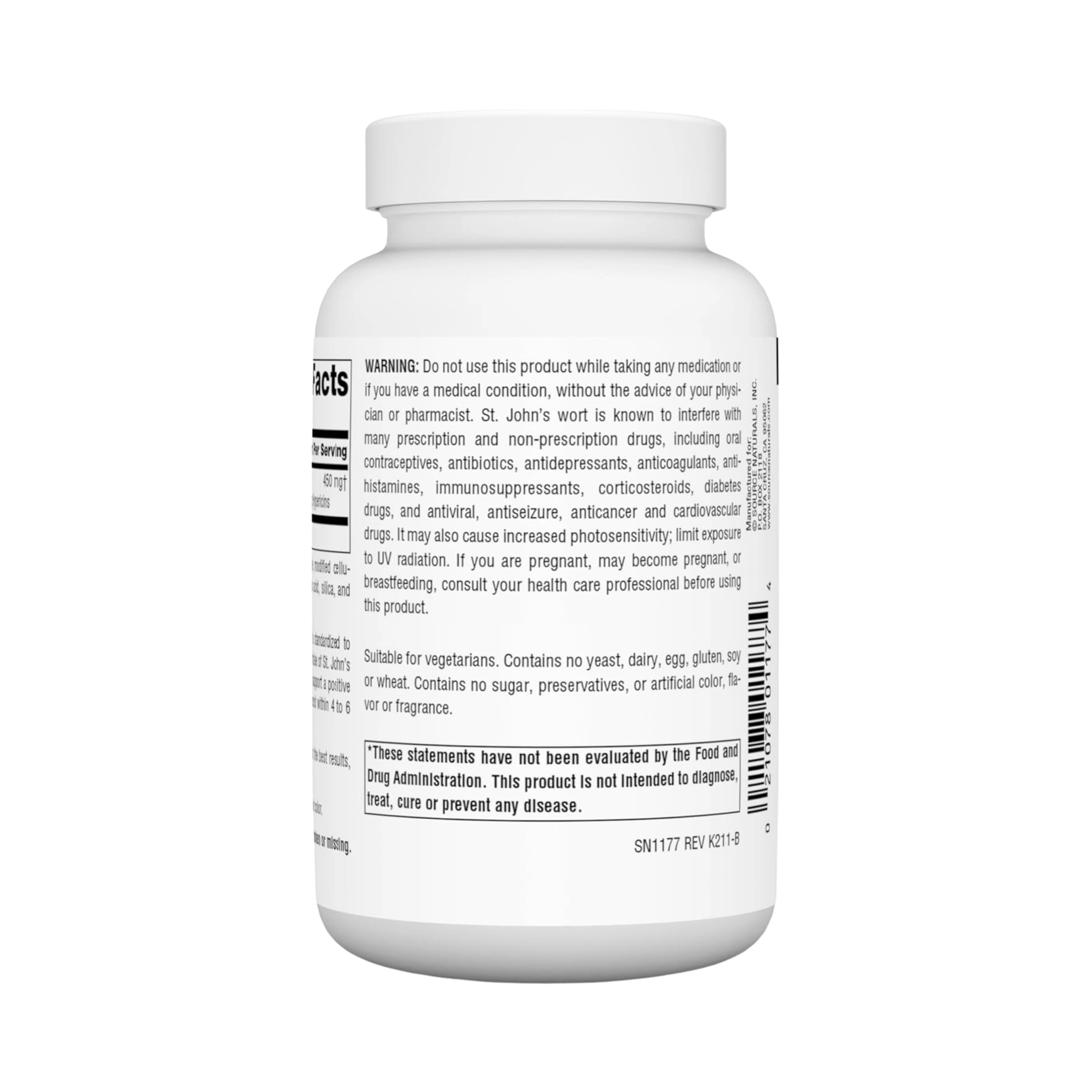 Source Naturals, St. John's Wort 450, 450 Mg, 180 Tablets