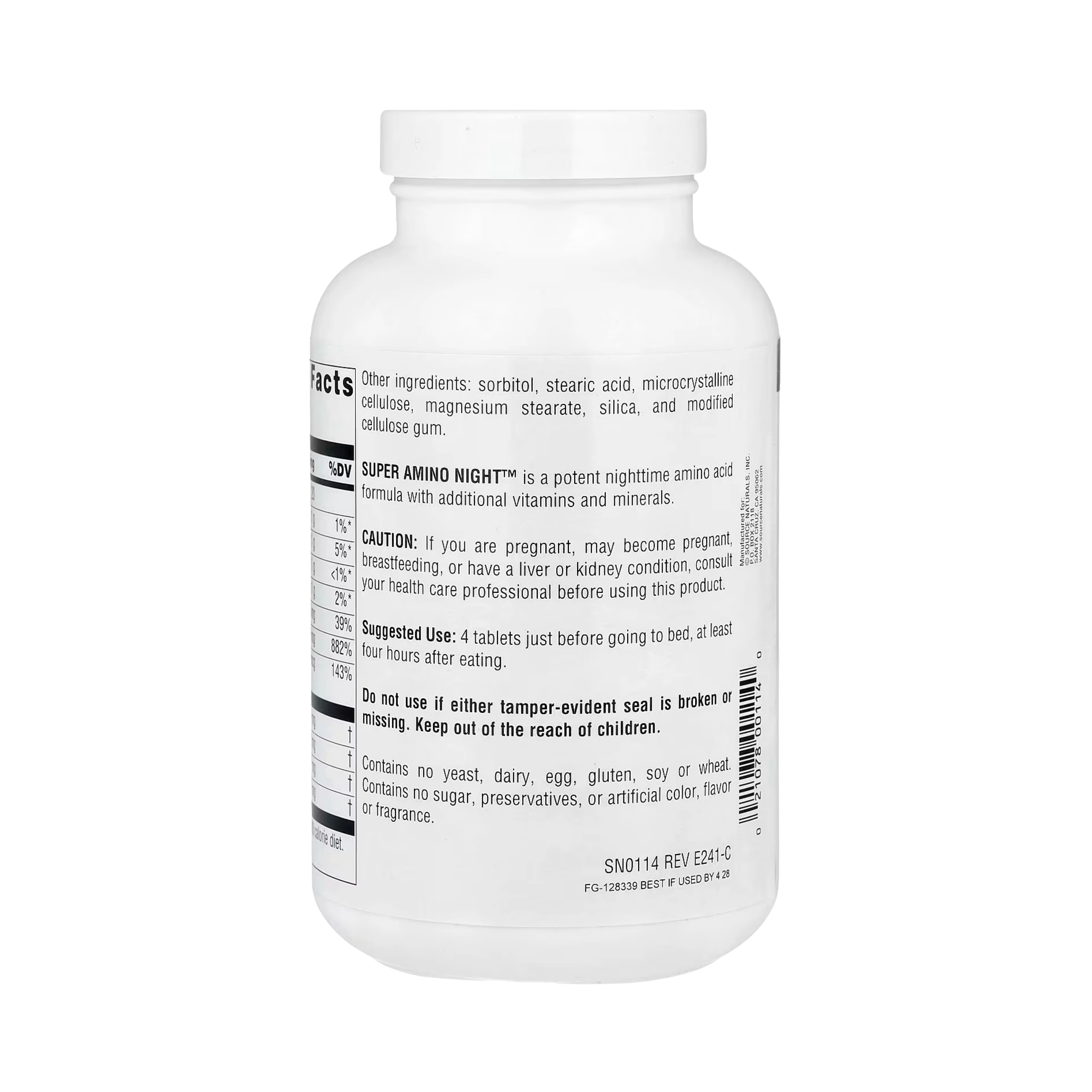 Source Naturals, Super Amino Night, 240 Tablets