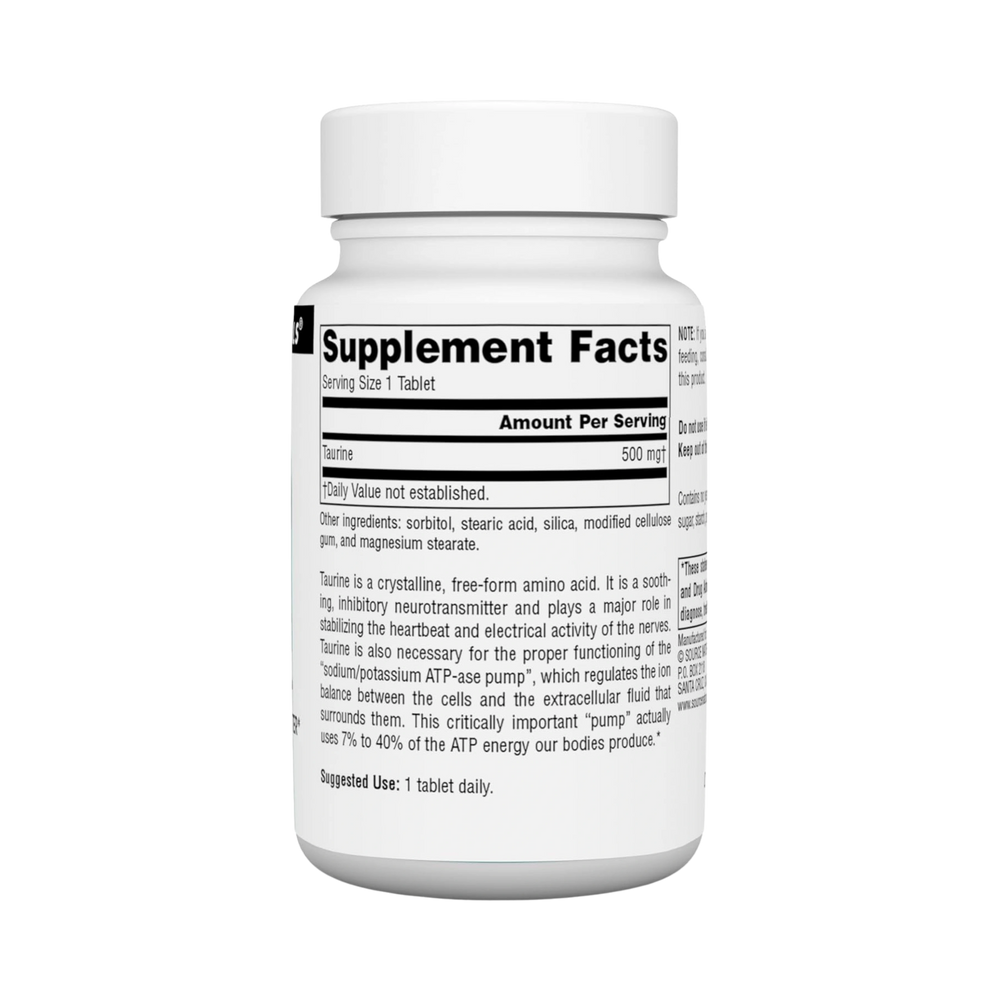 Source Naturals, Taurine, 500 Mg, 60 Tablets