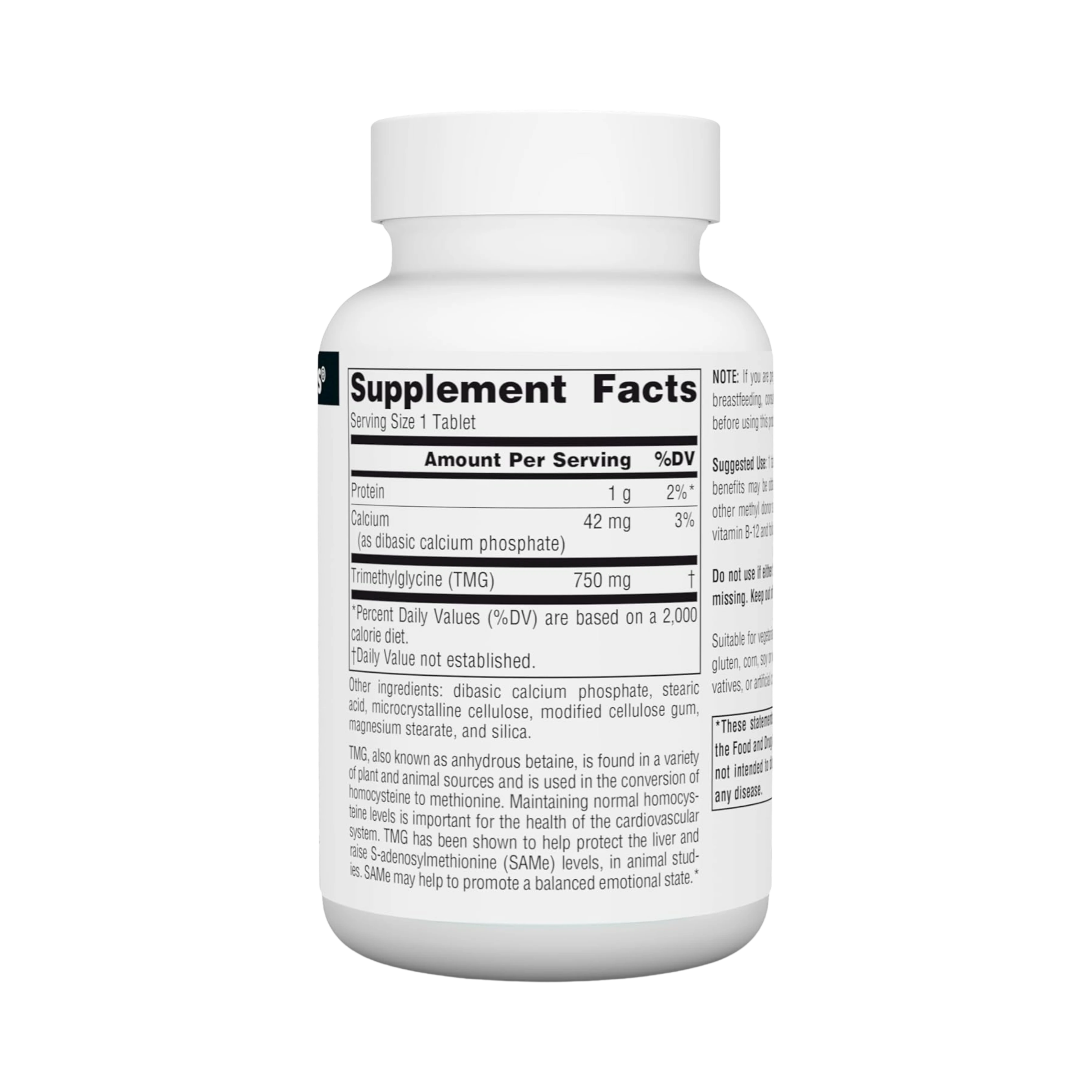 Source Naturals, TMG, 750 Mg, 60 Tablets