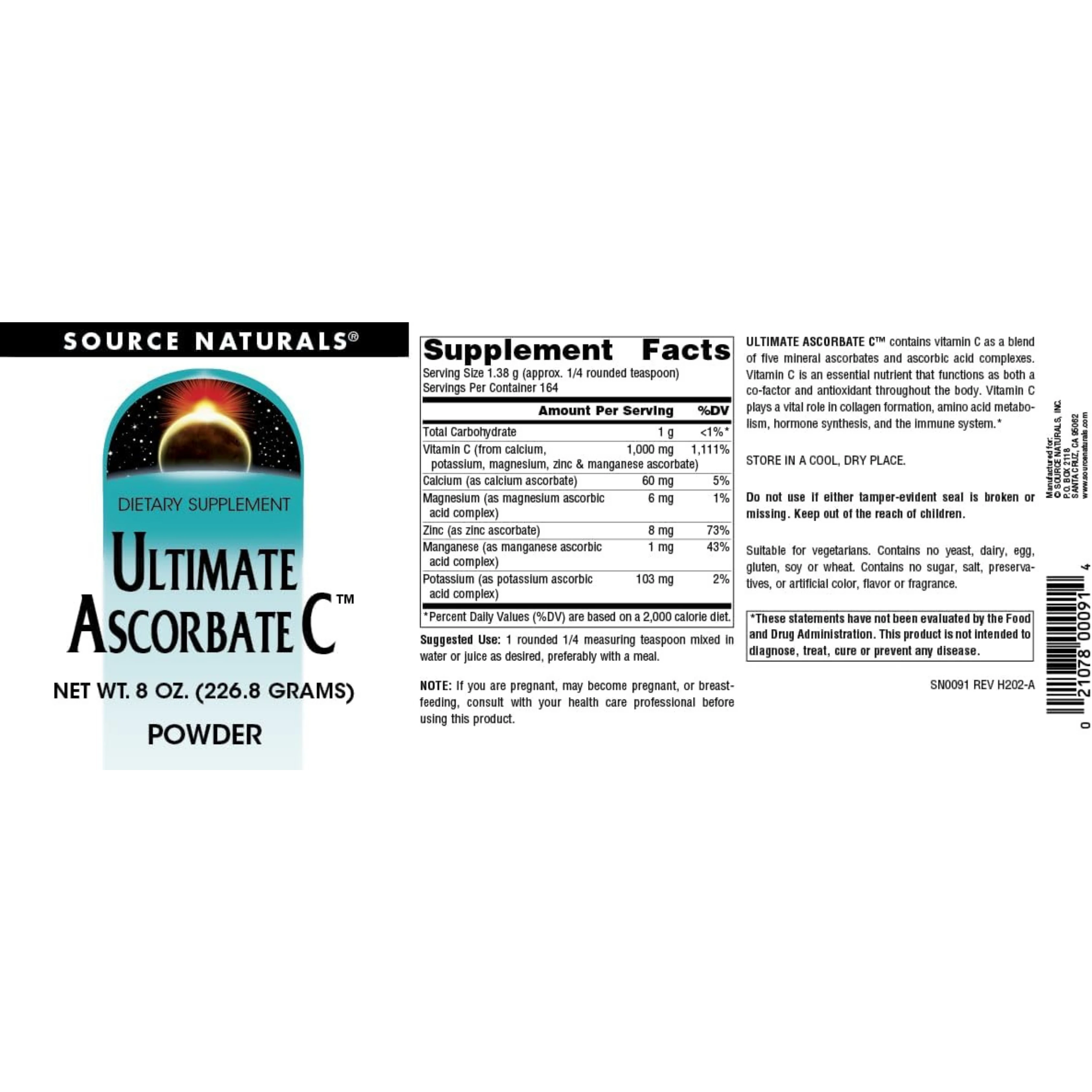 Source Naturals, Ultimate Ascorbate C, 8 Oz Powder
