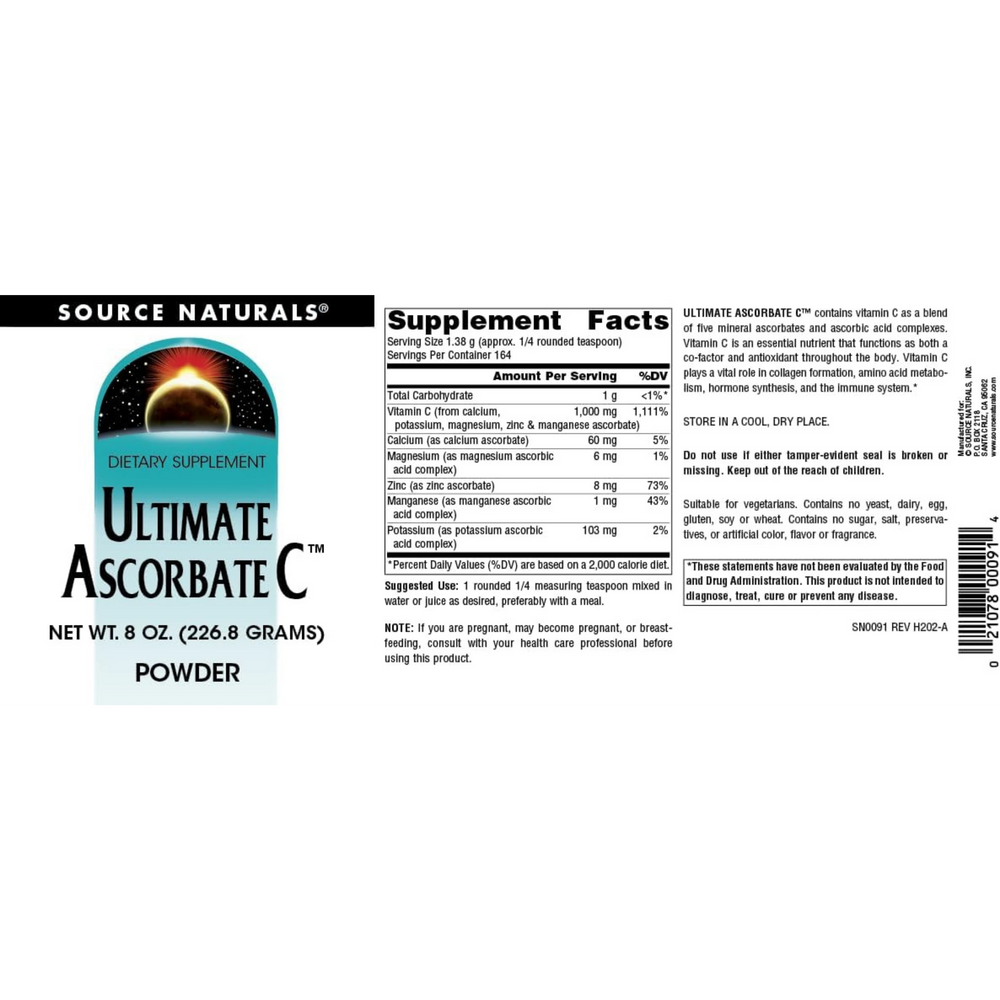Source Naturals, Ultimate Ascorbate C, 8 Oz Powder