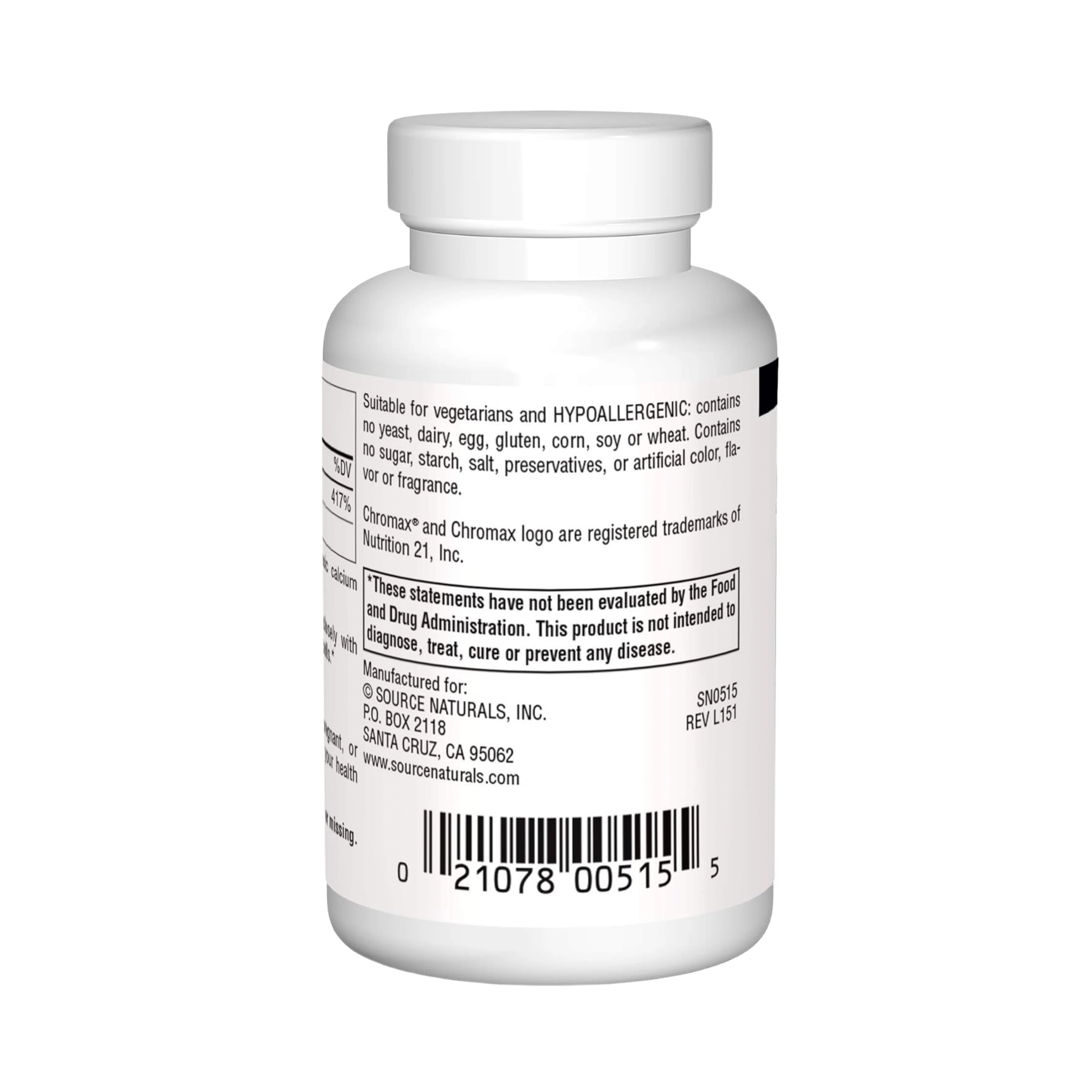 Source Naturals, Ultra Chromium Picolinate, 500 Mcg, 60 Tablets