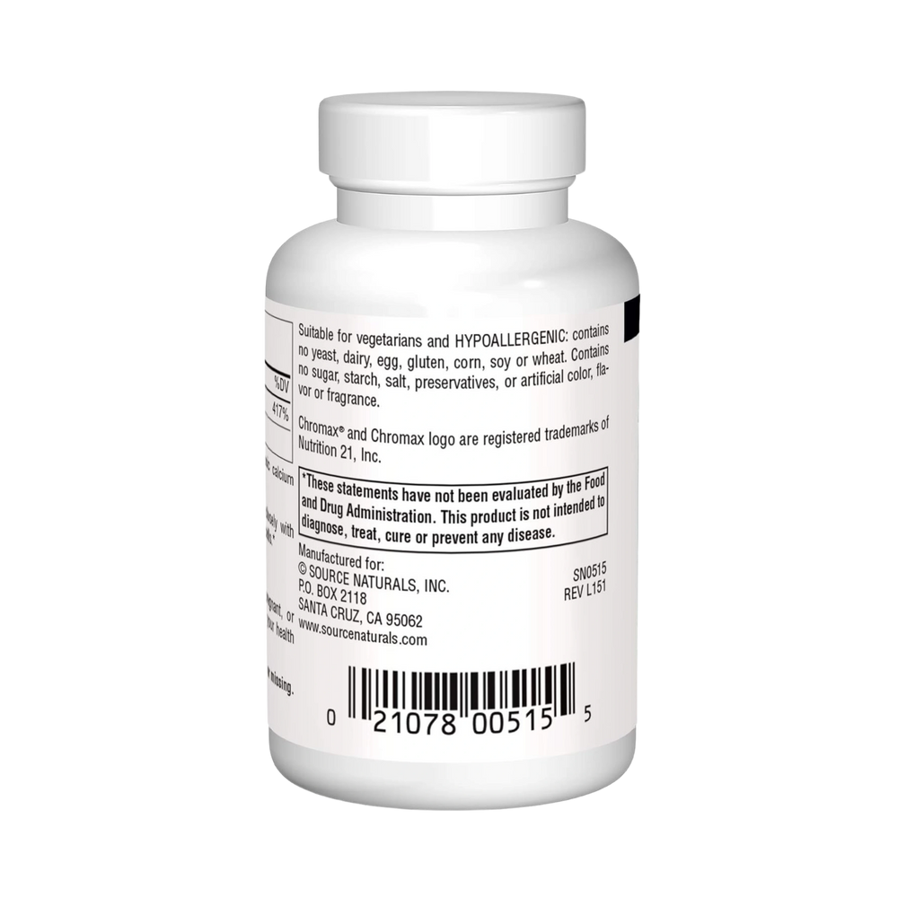 Source Naturals, Ultra Chromium Picolinate, 500 Mcg, 60 Tablets