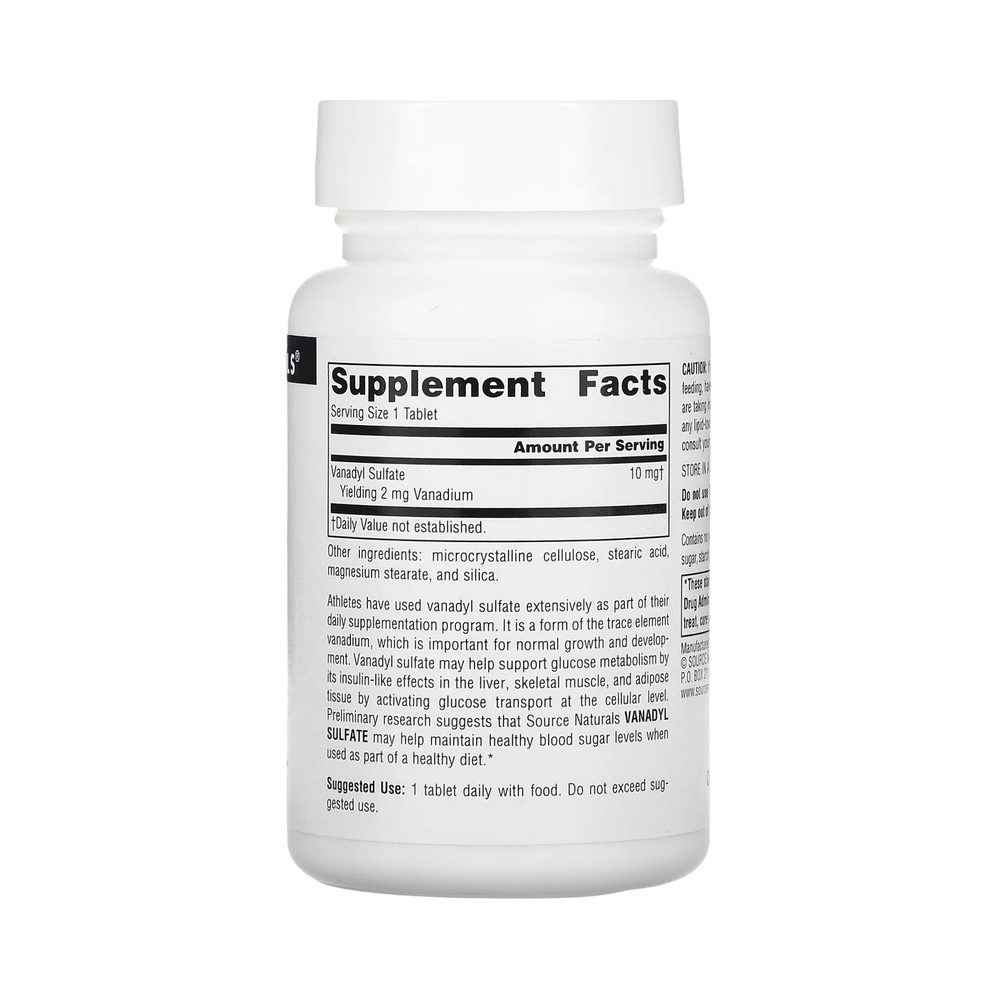 Source Naturals, Vanadyl Sulfate, 10 Mg, 100 Tablets