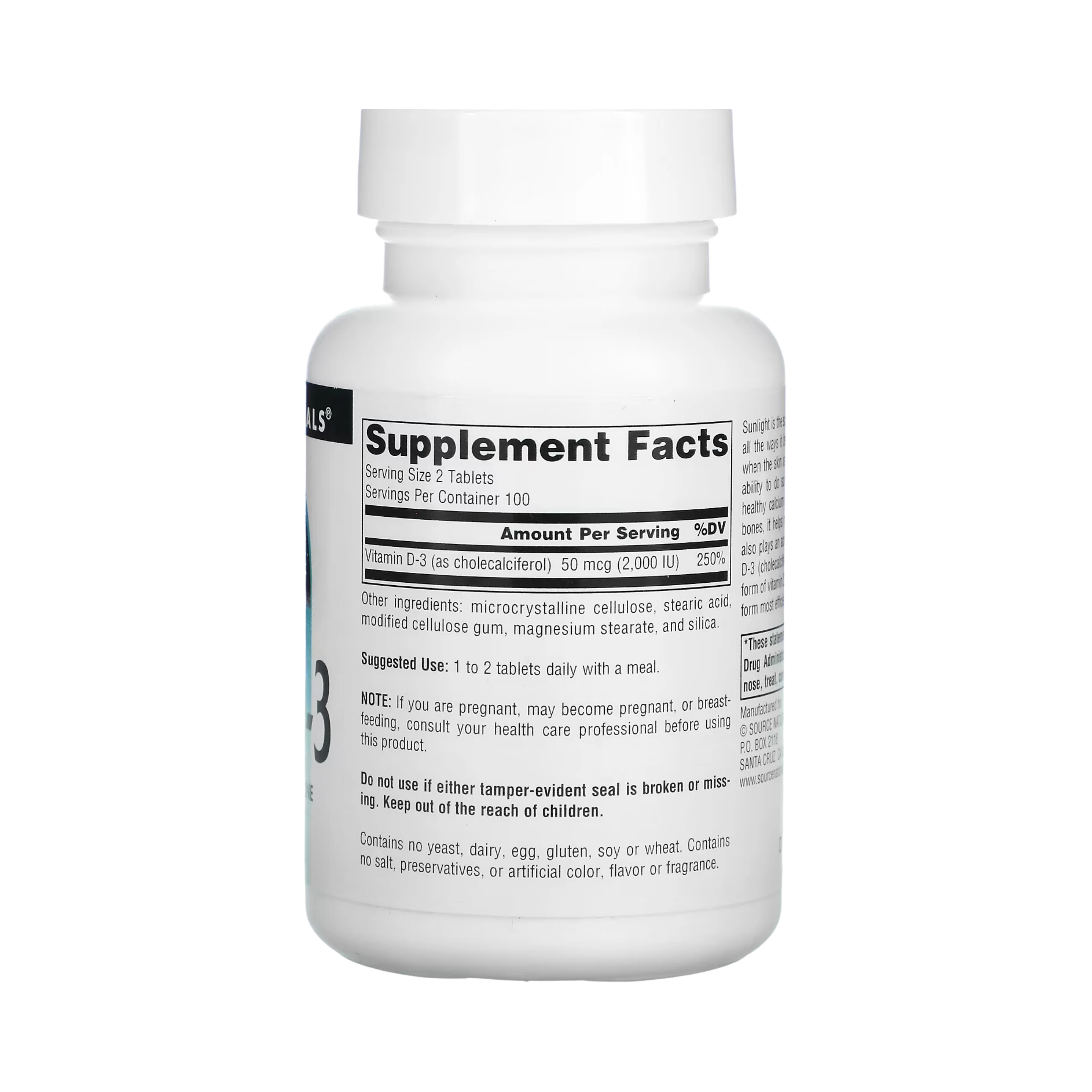 Source Naturals, Vitamin D-3, 1000 IU, 100 Tablets