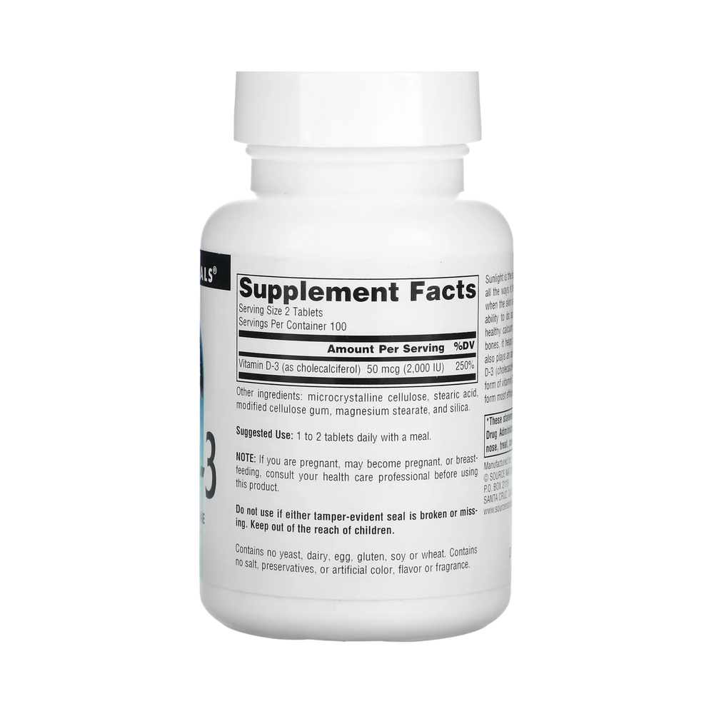 Source Naturals, Vitamin D-3, 1000 IU, 100 Tablets