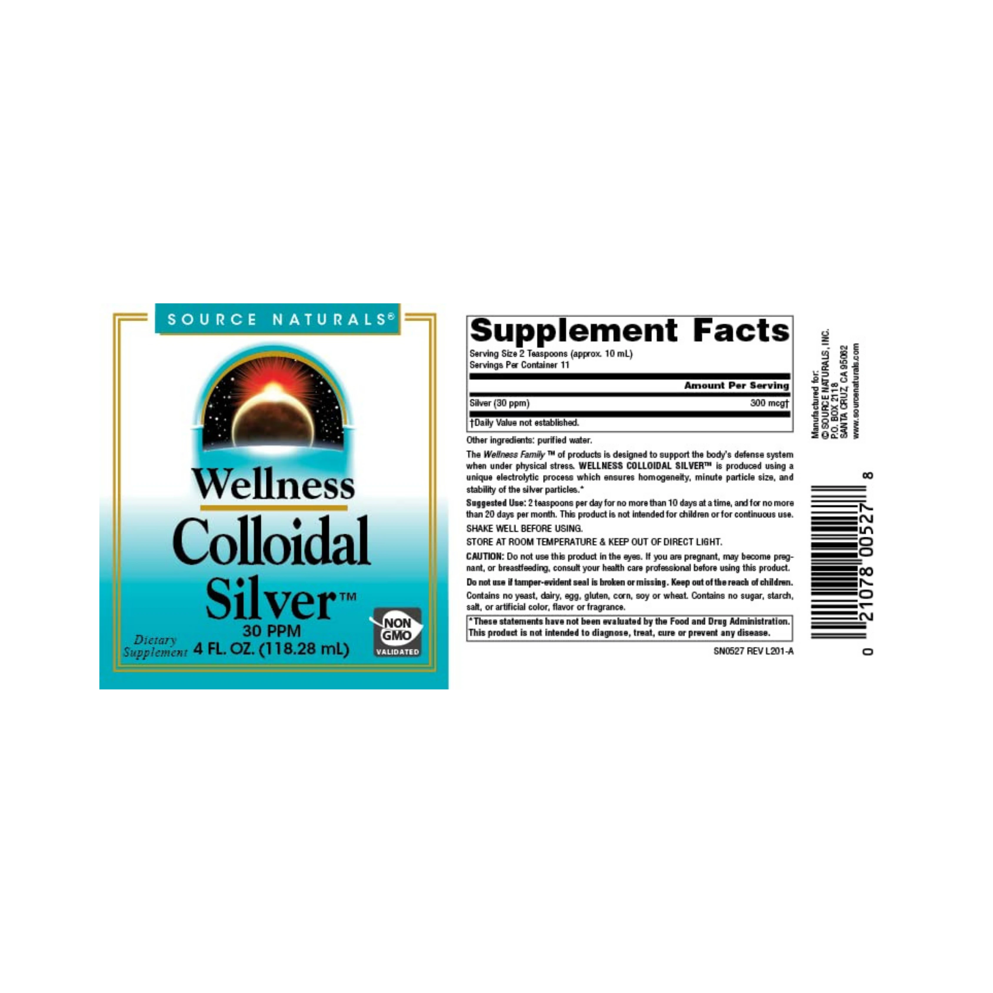 Source Naturals, Wellness Colloidal Silver, 30 Ppm, 4 Oz Liquid