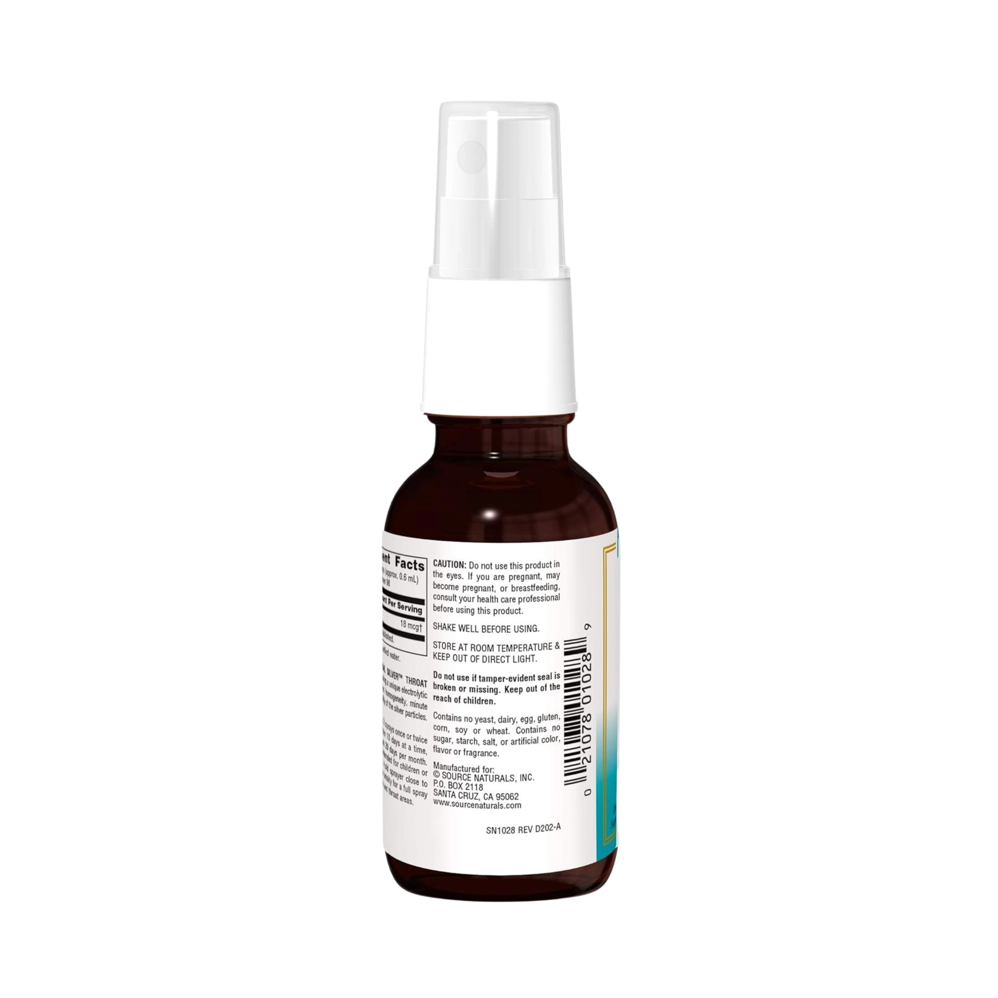 Source Naturals, Wellness Colloidal Silver Throat Spray, 30 ppm, 2 Fl Oz Liquid