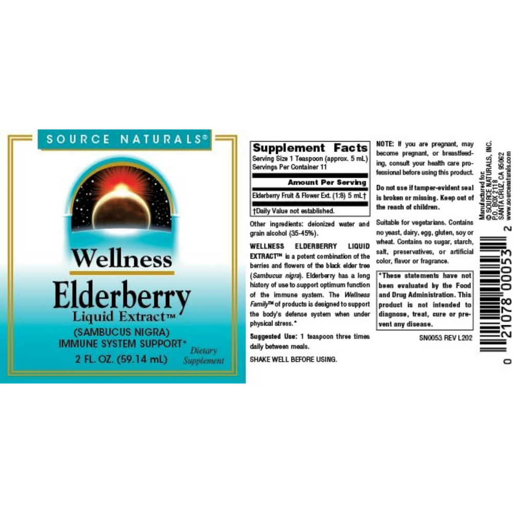 Source Naturals, Wellness Elderberry Liquid Extract, 2 Oz