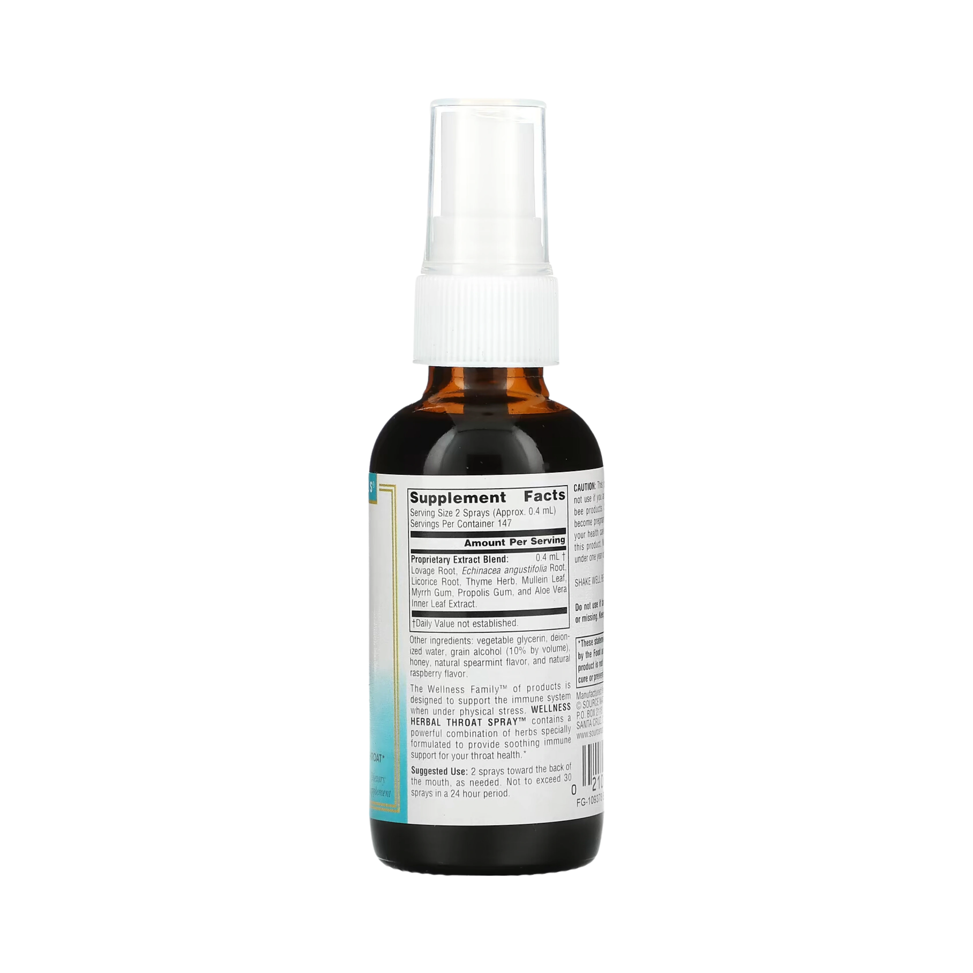 Source Naturals, Wellness Herbal Throat Spray, 1 Oz Liquid