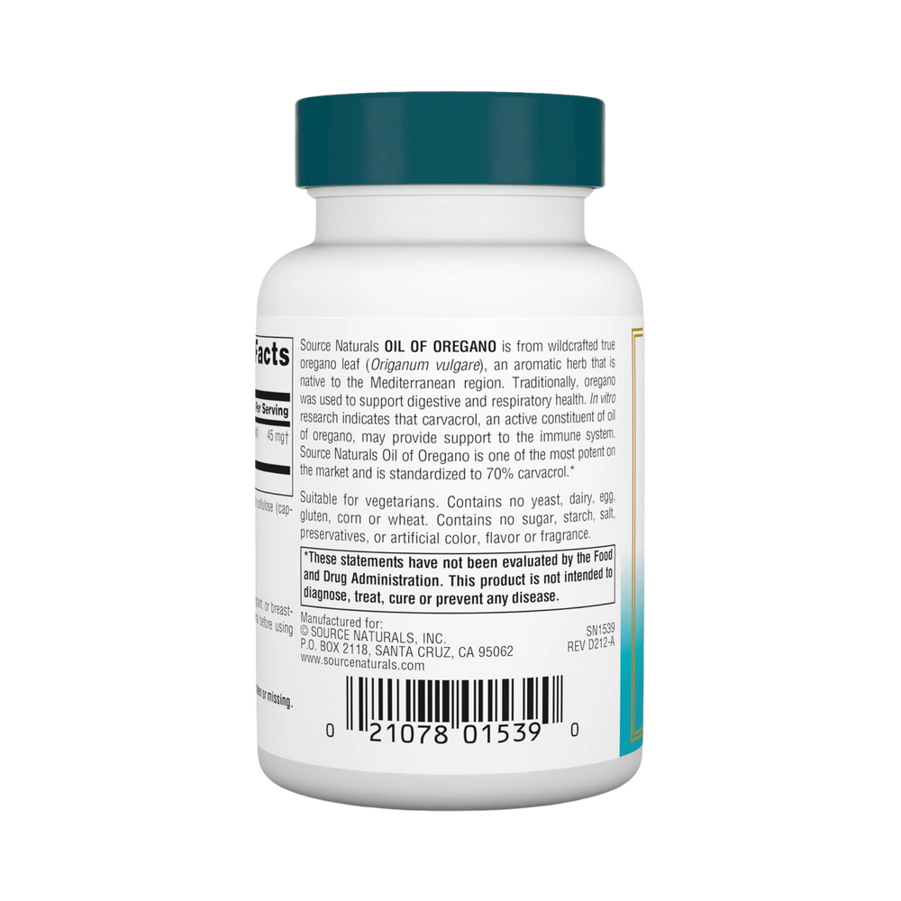 Source Naturals, Wellness Oil of Oregano, 60 Vegetarian Capsules