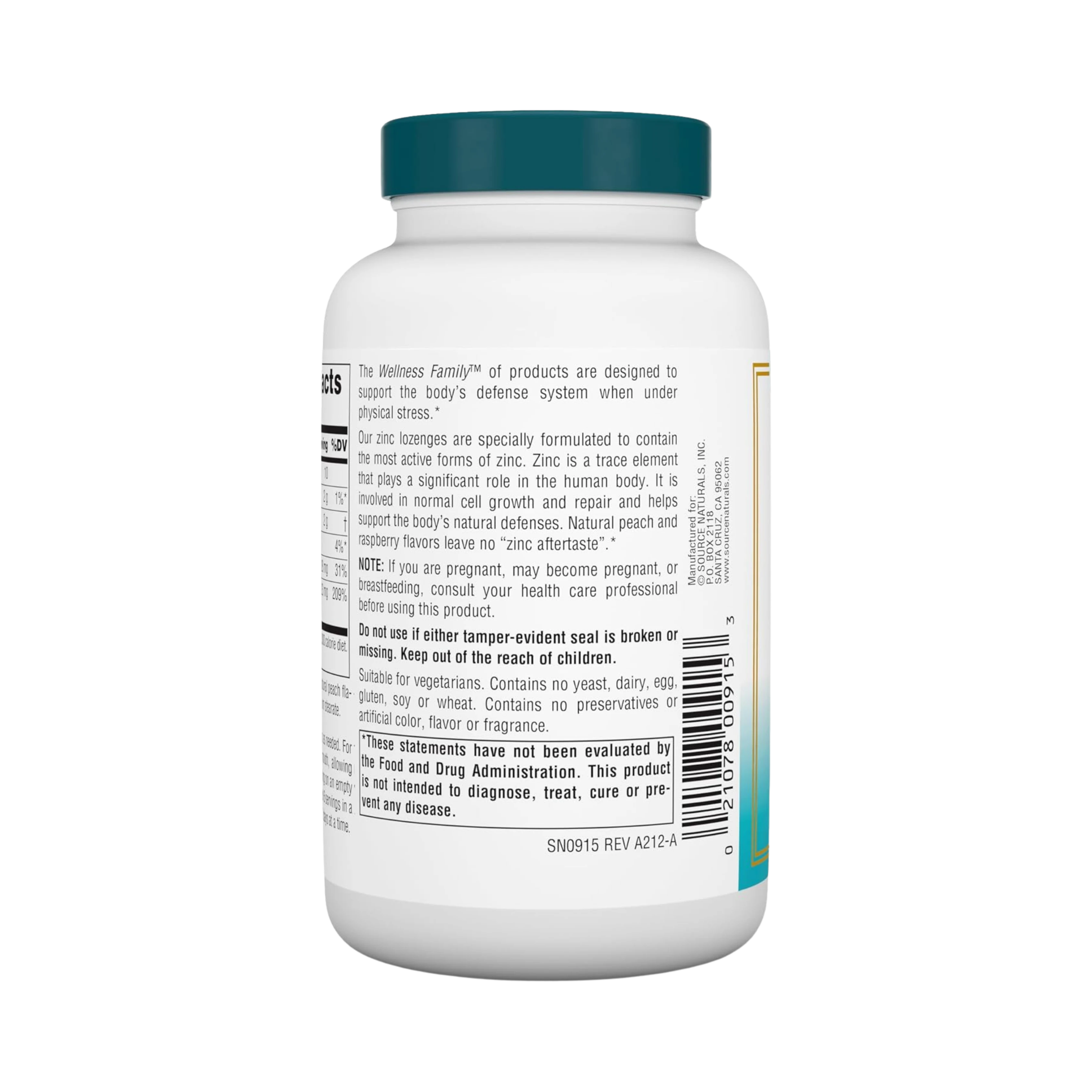 Source Naturals, Wellness Zinc Lozenges, 23 Mg, 60 Lozenge