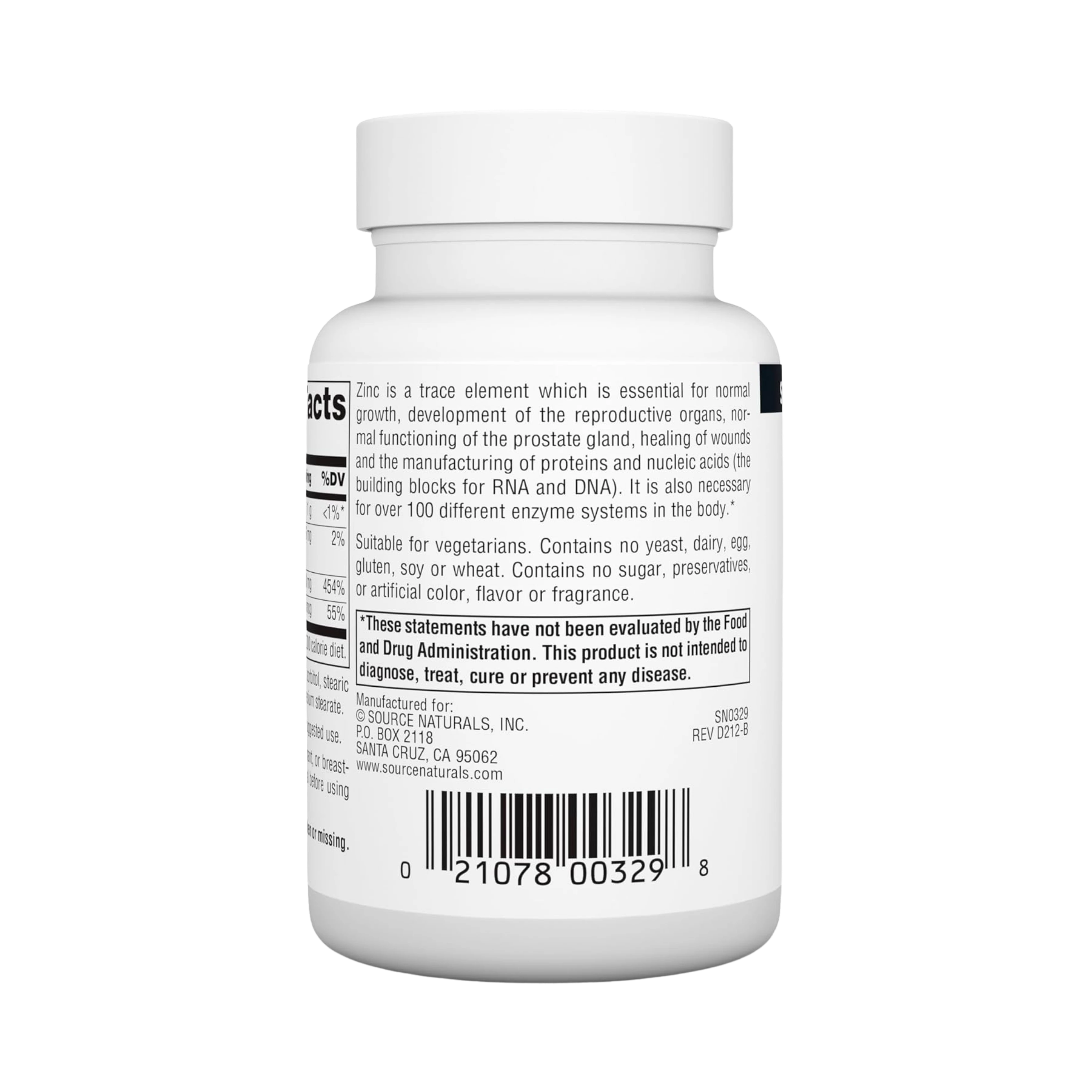 Source Naturals, Zinc, 100 Tablets
