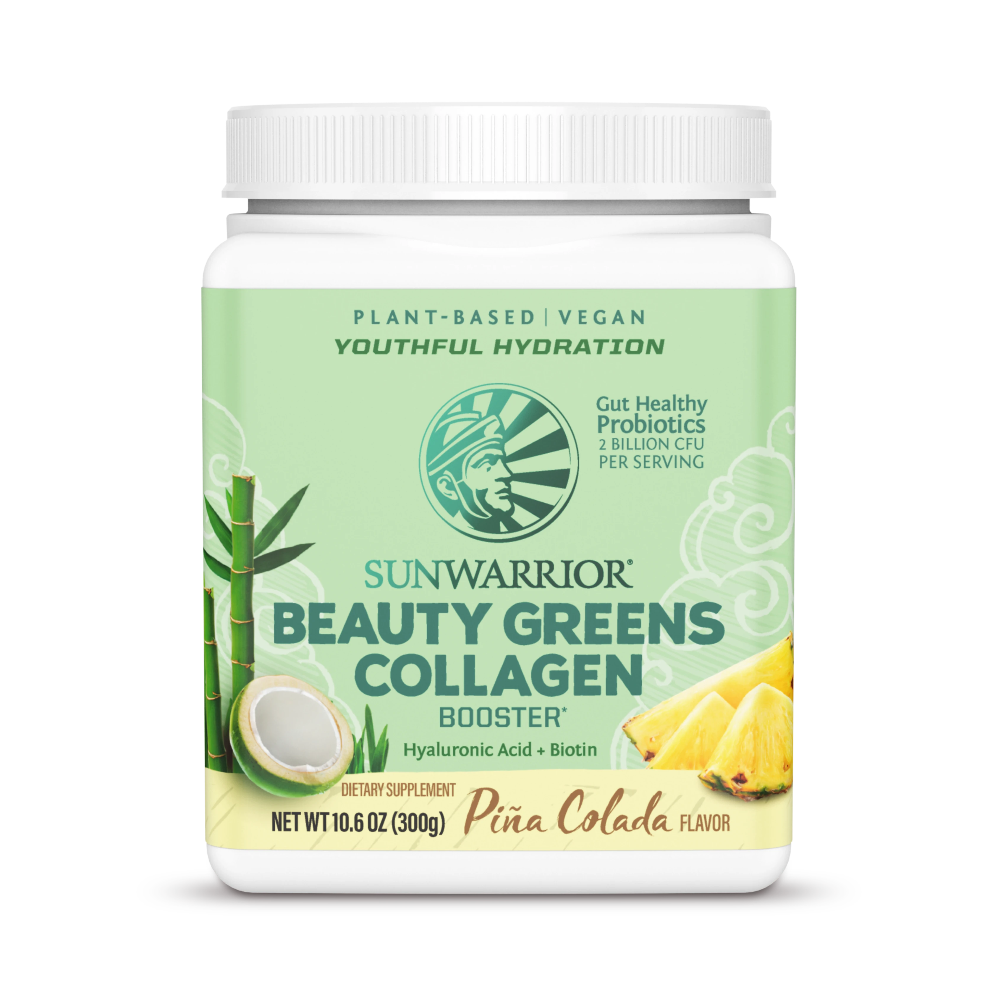 Sunwarrior, Beauty Greens Collagen Booster, Pina Colada, 300 g