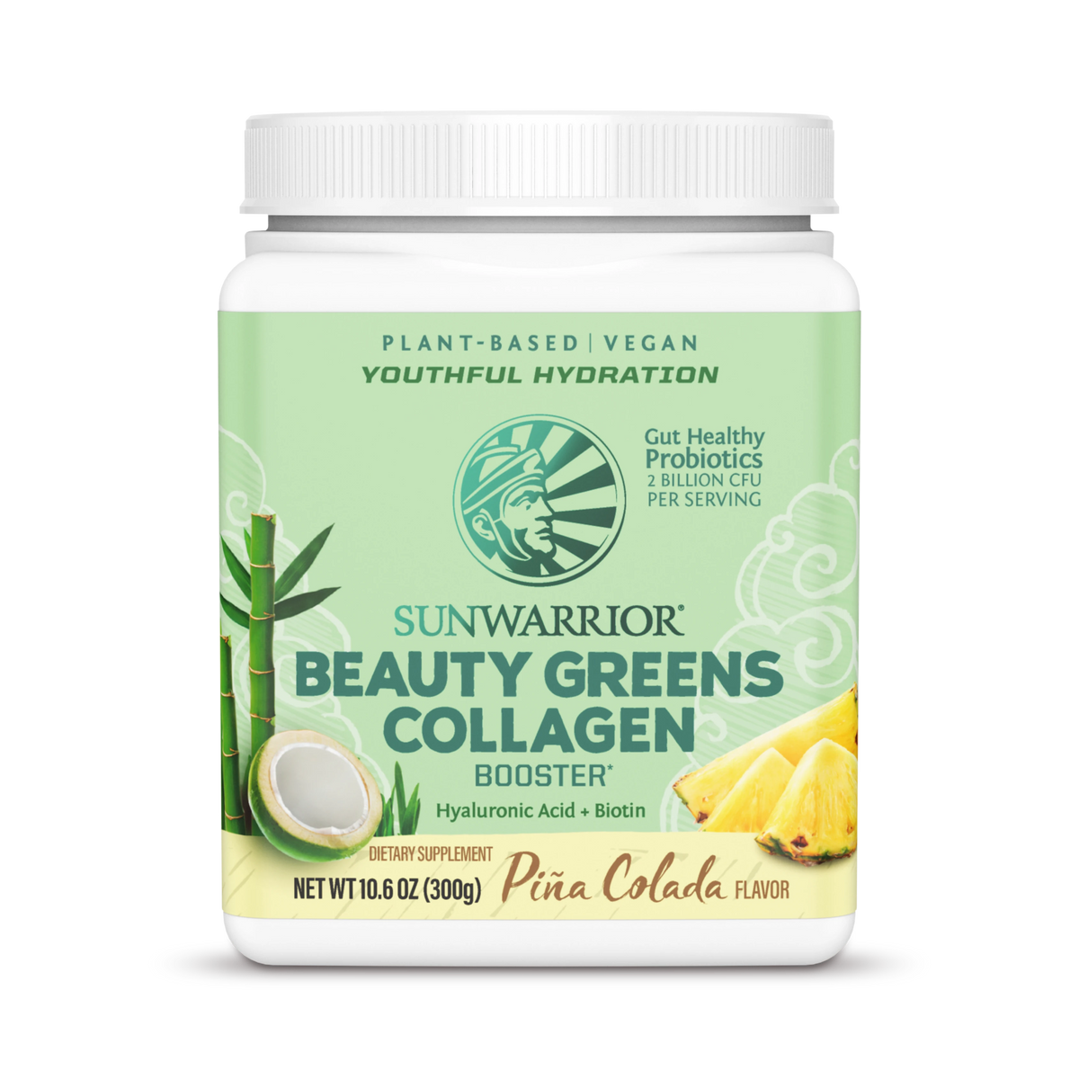 Sunwarrior, Beauty Greens Collagen Booster, Pina Colada, 300 g