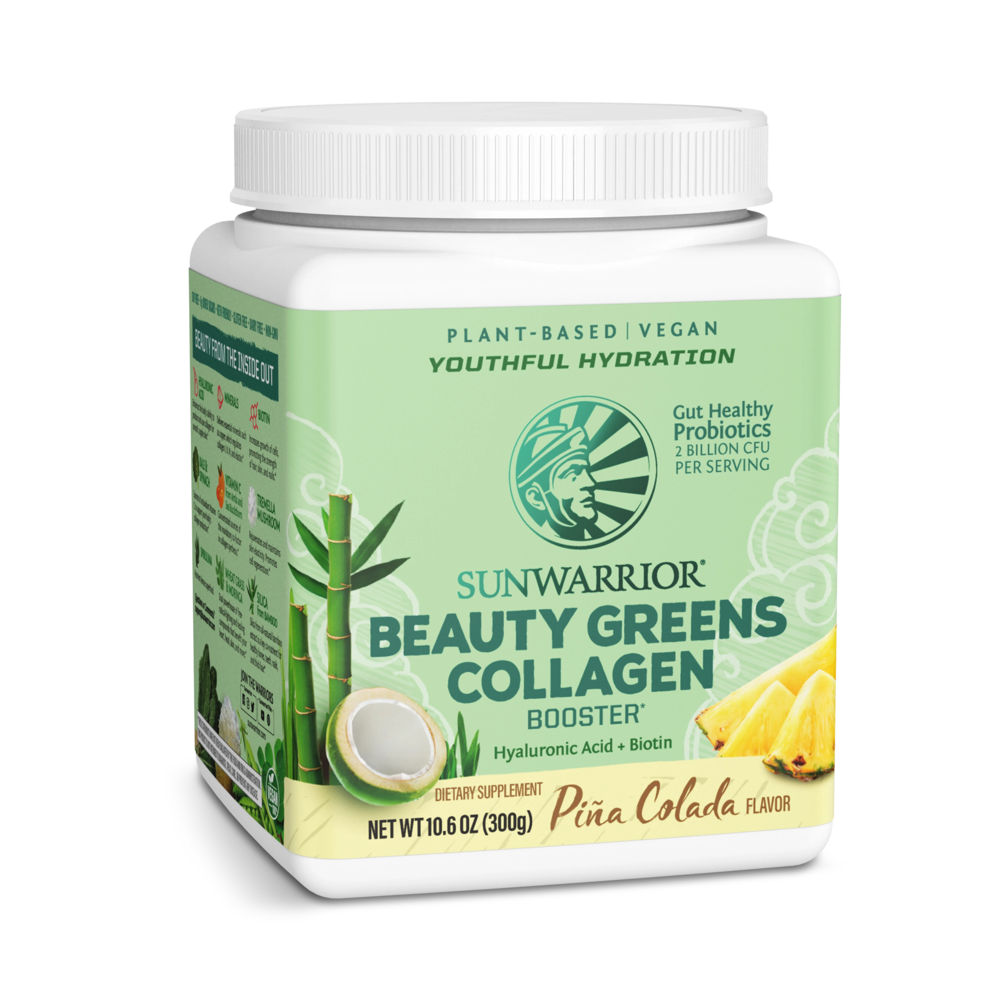 Sunwarrior, Beauty Greens Collagen Booster, Pina Colada, 300 g