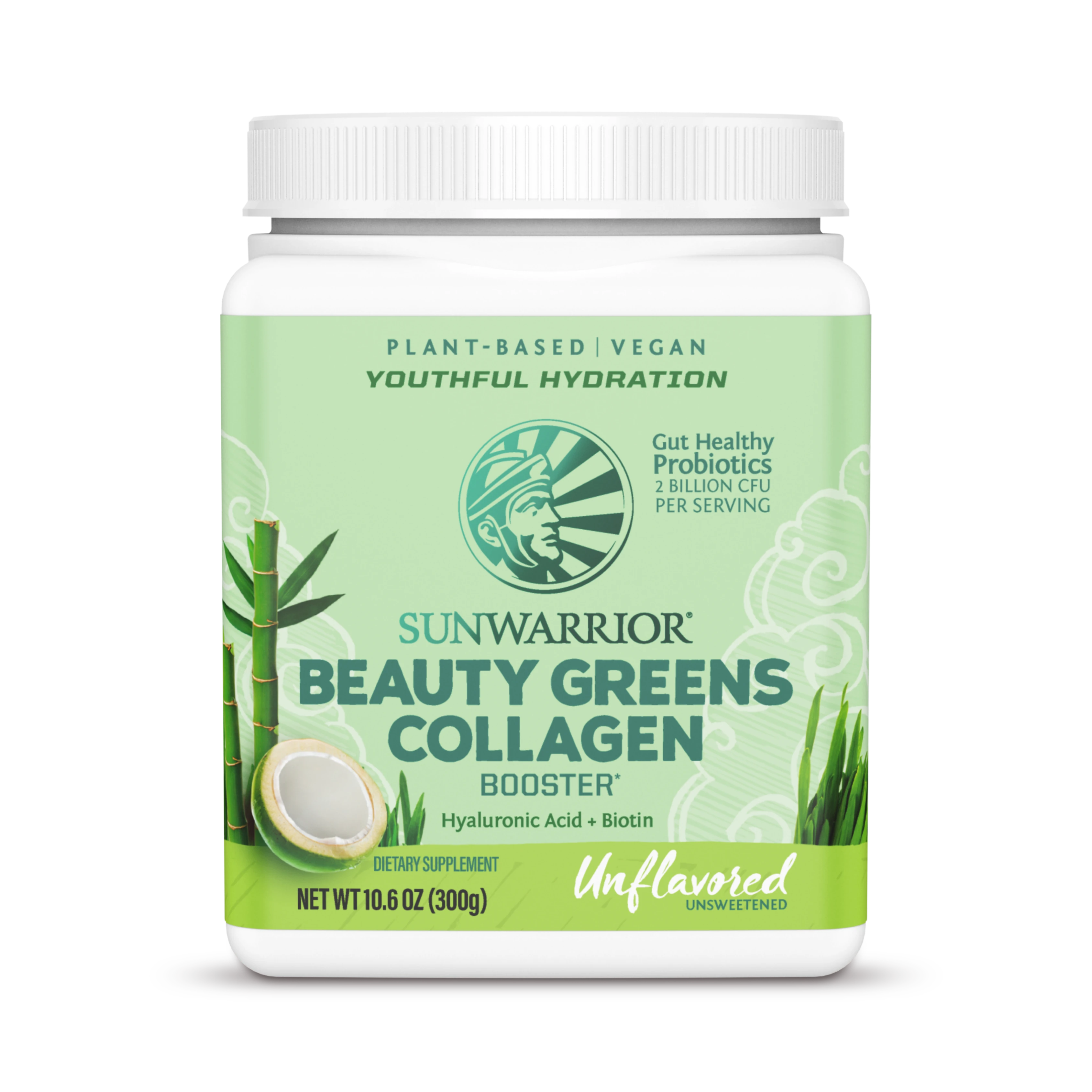 Sunwarrior, Beauty Greens Collagen Booster, Unflavored, 300 g
