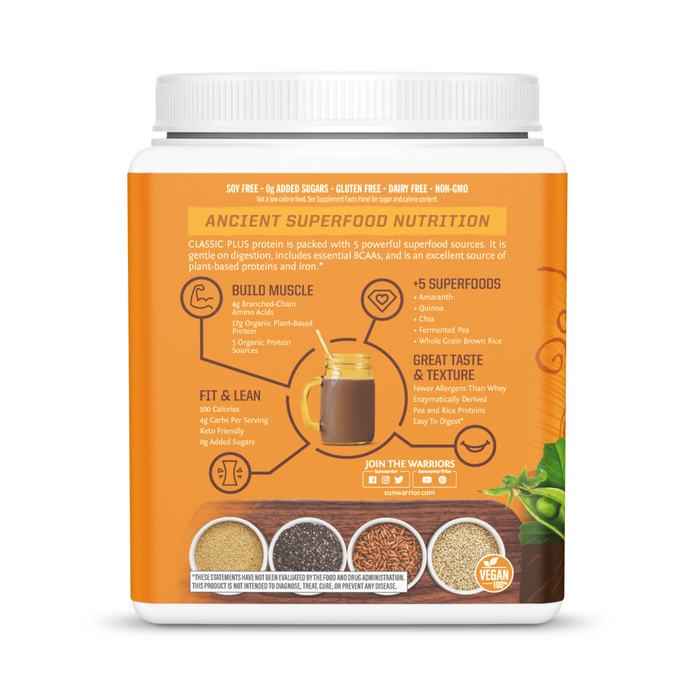 Sunwarrior, Classic Plus Protein, Chocolate, 375 g