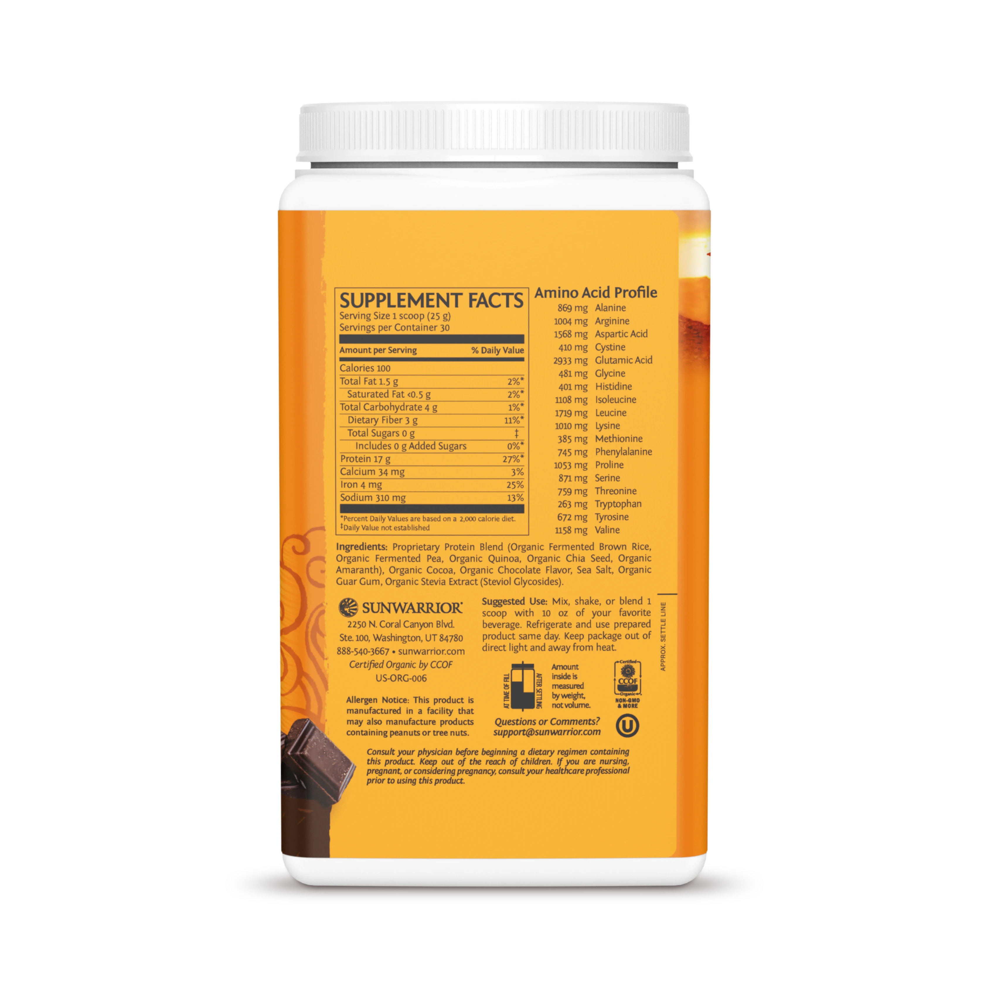Sunwarrior, Classic Plus Protein, Chocolate, 750 g