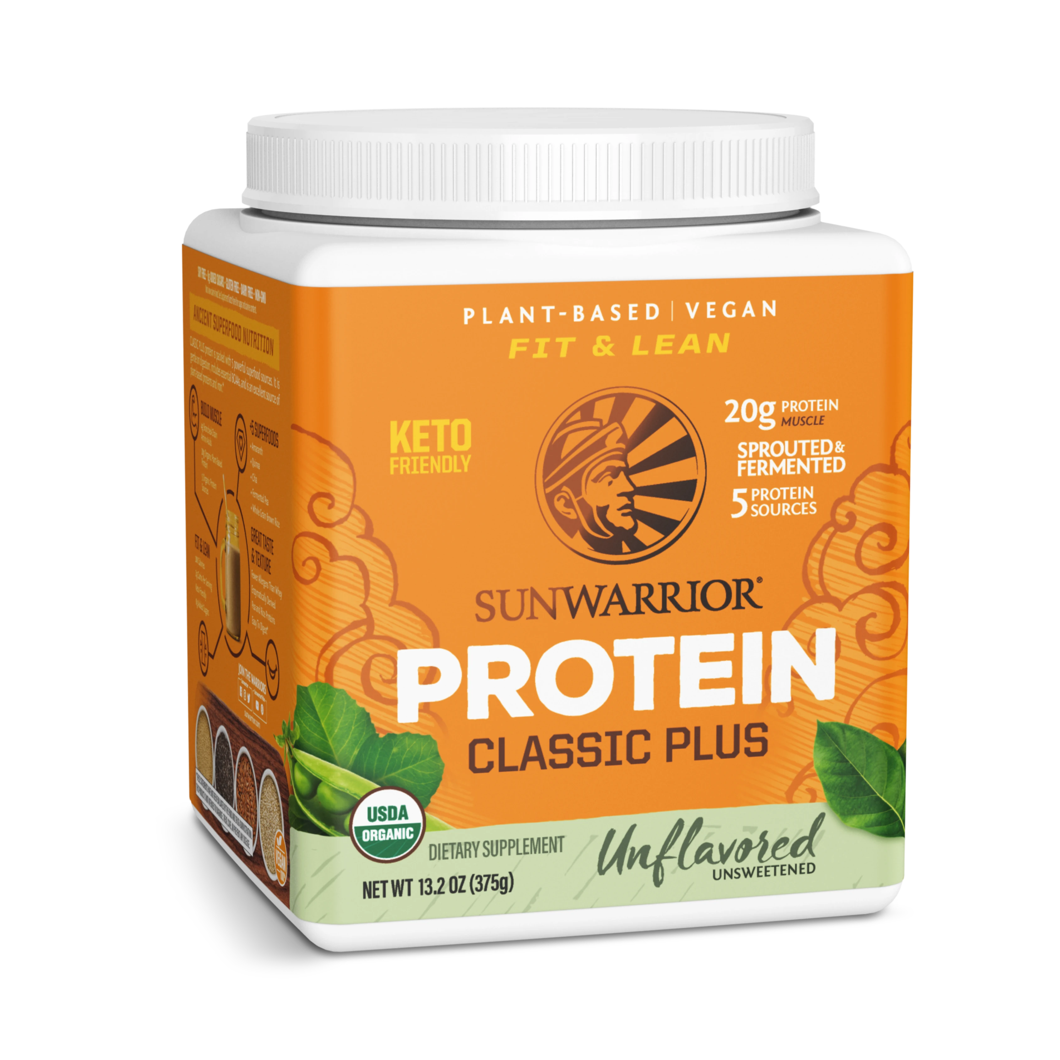 Sunwarrior, Classic Plus Protein, Unflavored, 375 g