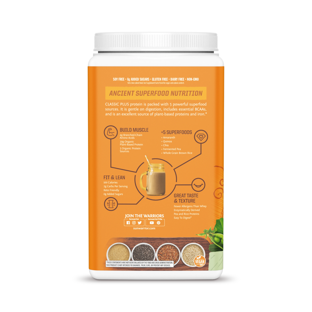 Sunwarrior, Classic Plus Protein, Unflavored, 750 g