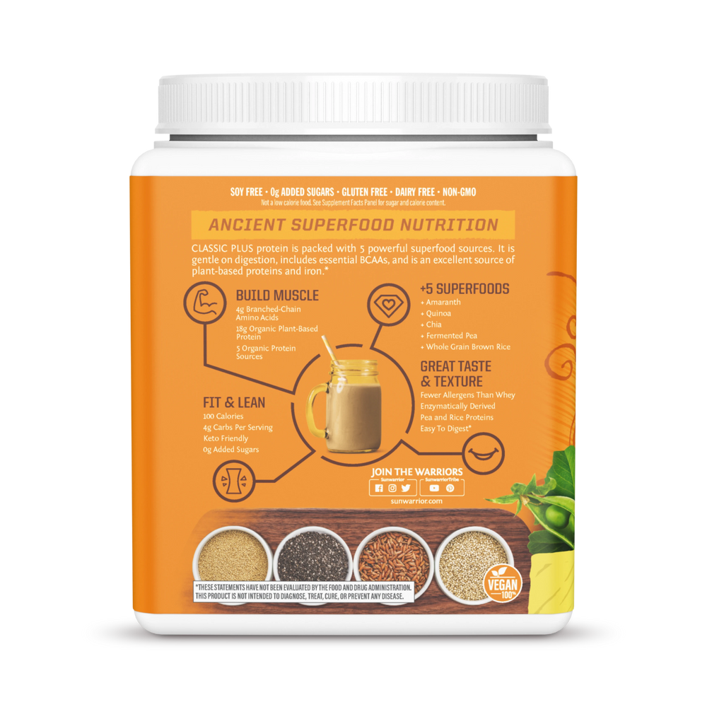 Sunwarrior, Classic Plus Protein, Vanilla, 375 g