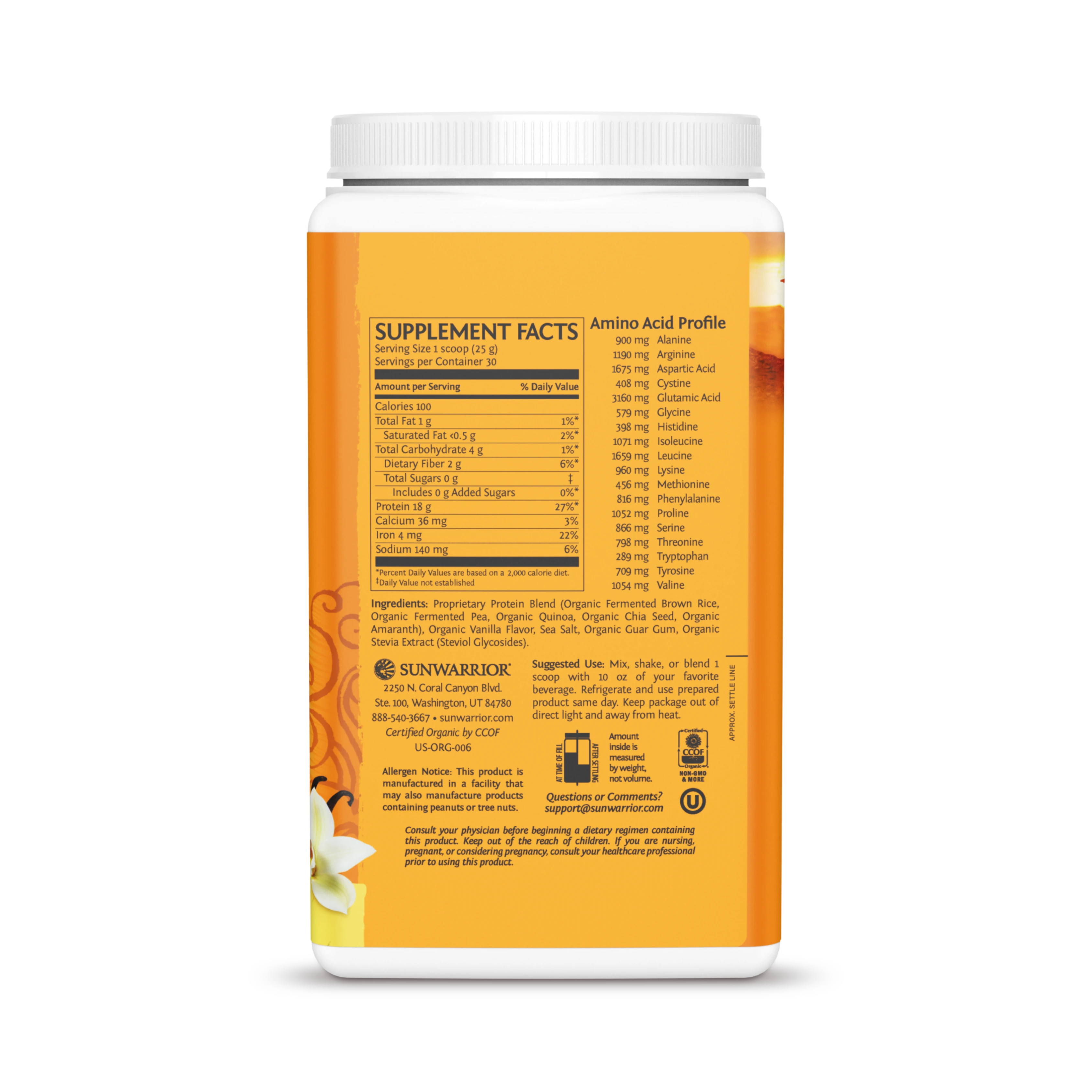 Sunwarrior, Classic Plus Protein, Vanilla, 750 g