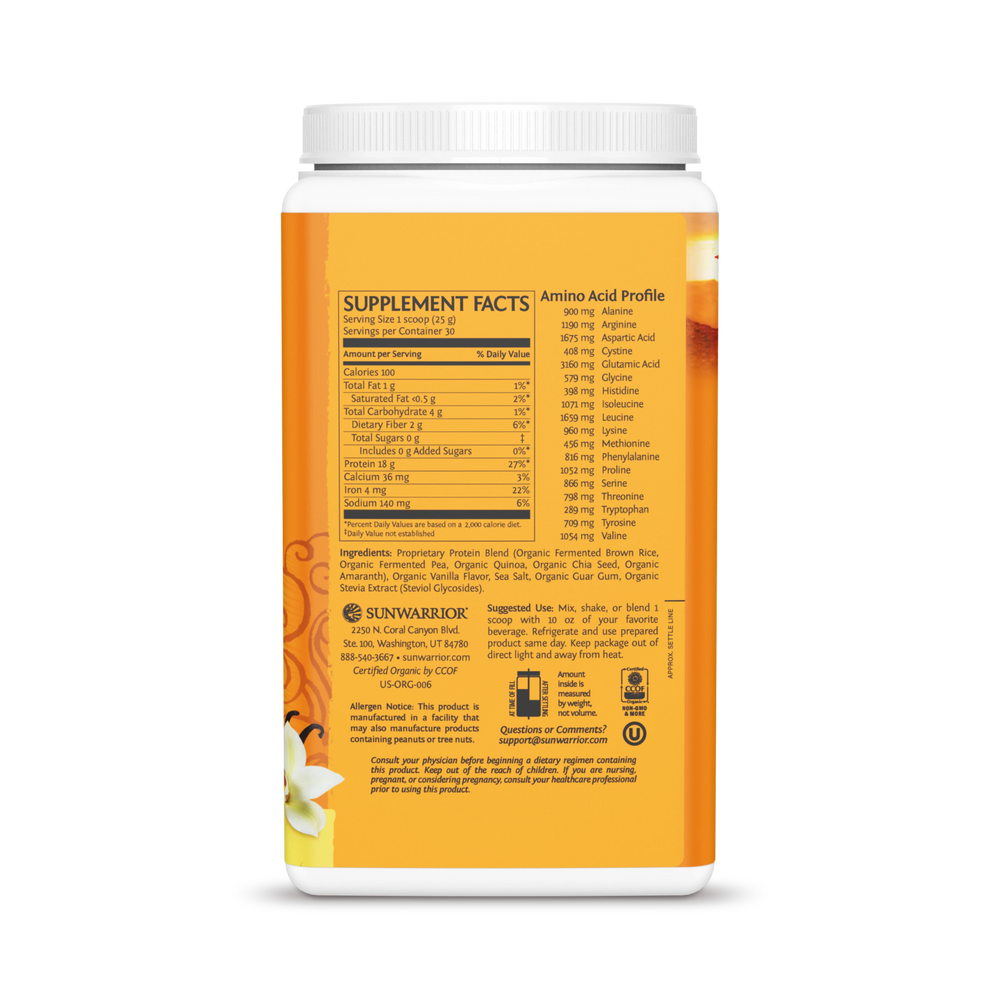 Sunwarrior, Classic Plus Protein, Vanilla, 750 g