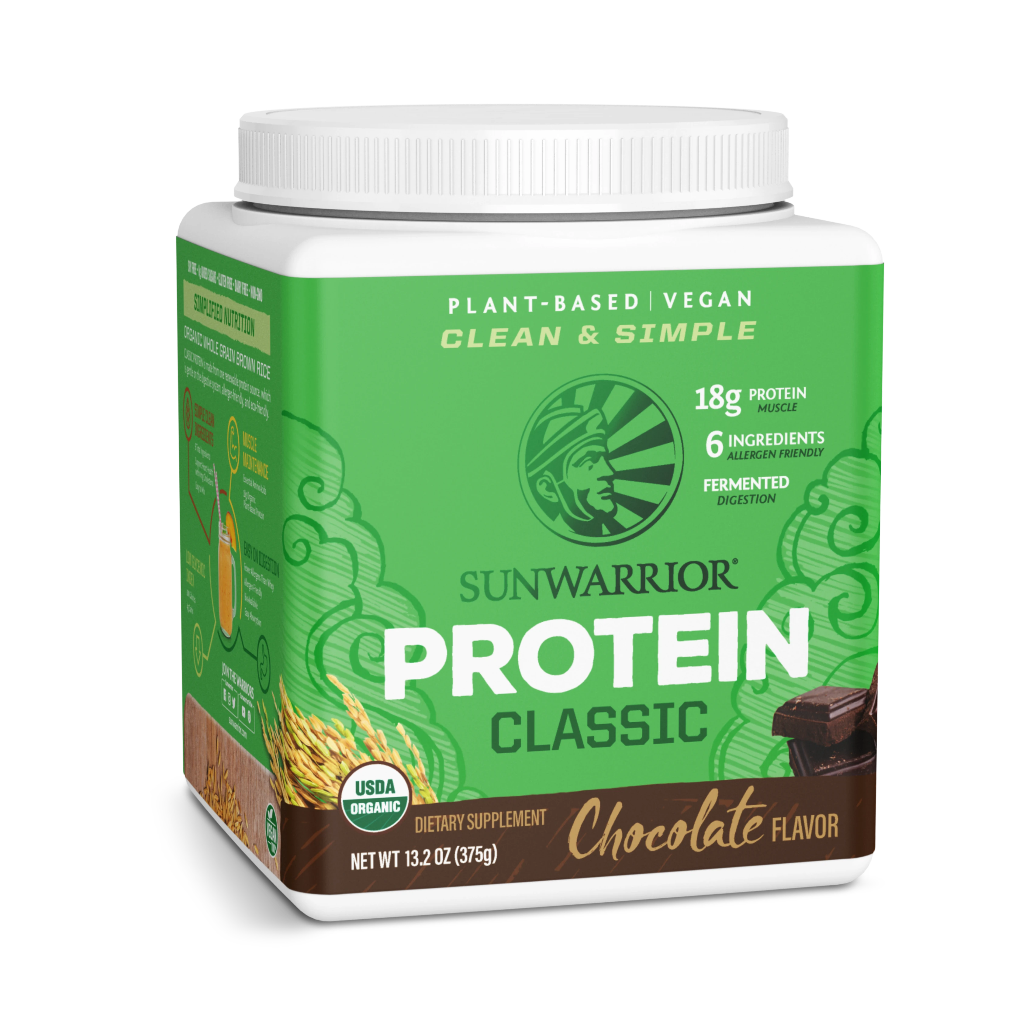 Sunwarrior, Classic Protein, Chocolate, 375 g