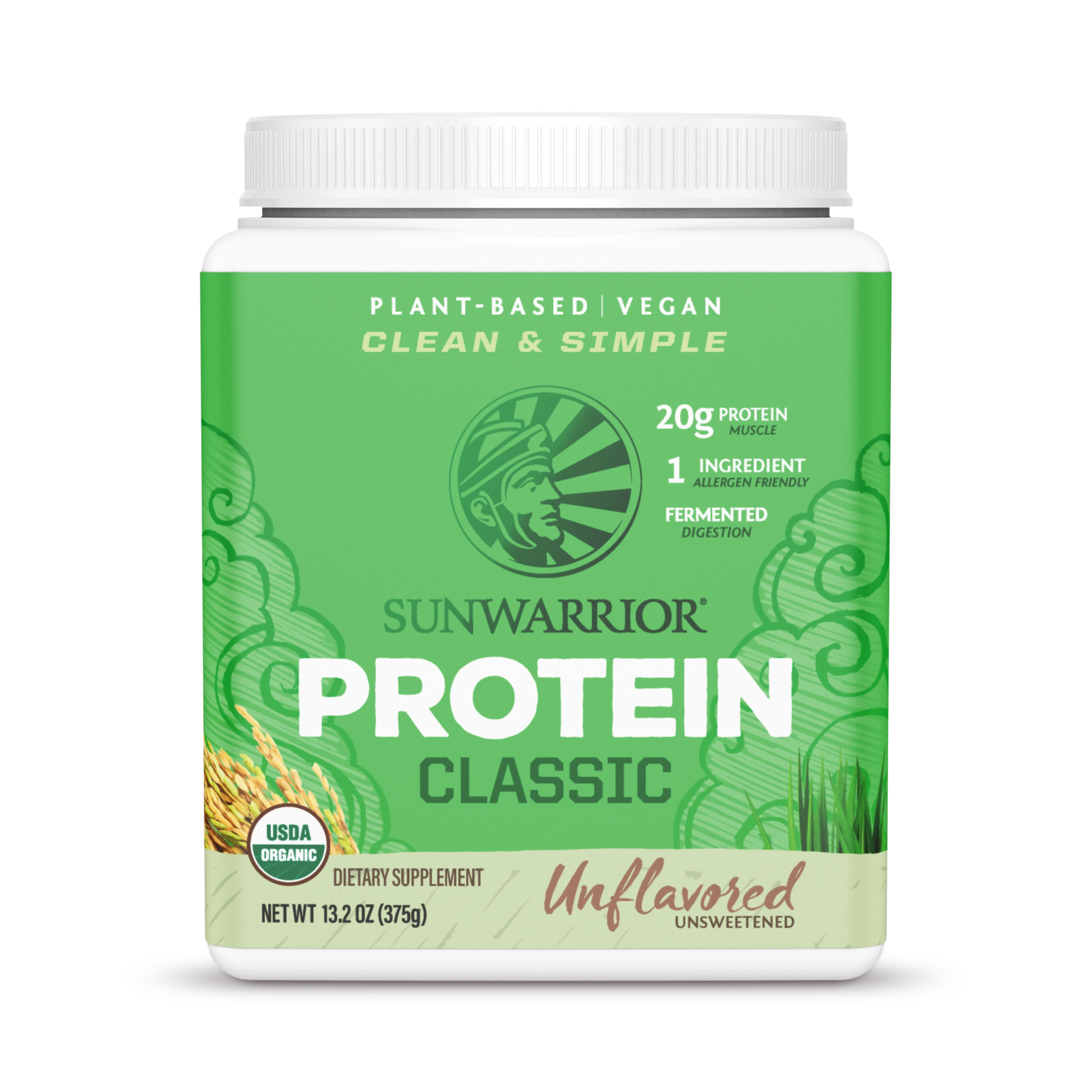 Sunwarrior, Classic Protein, Unflavored, 375 g