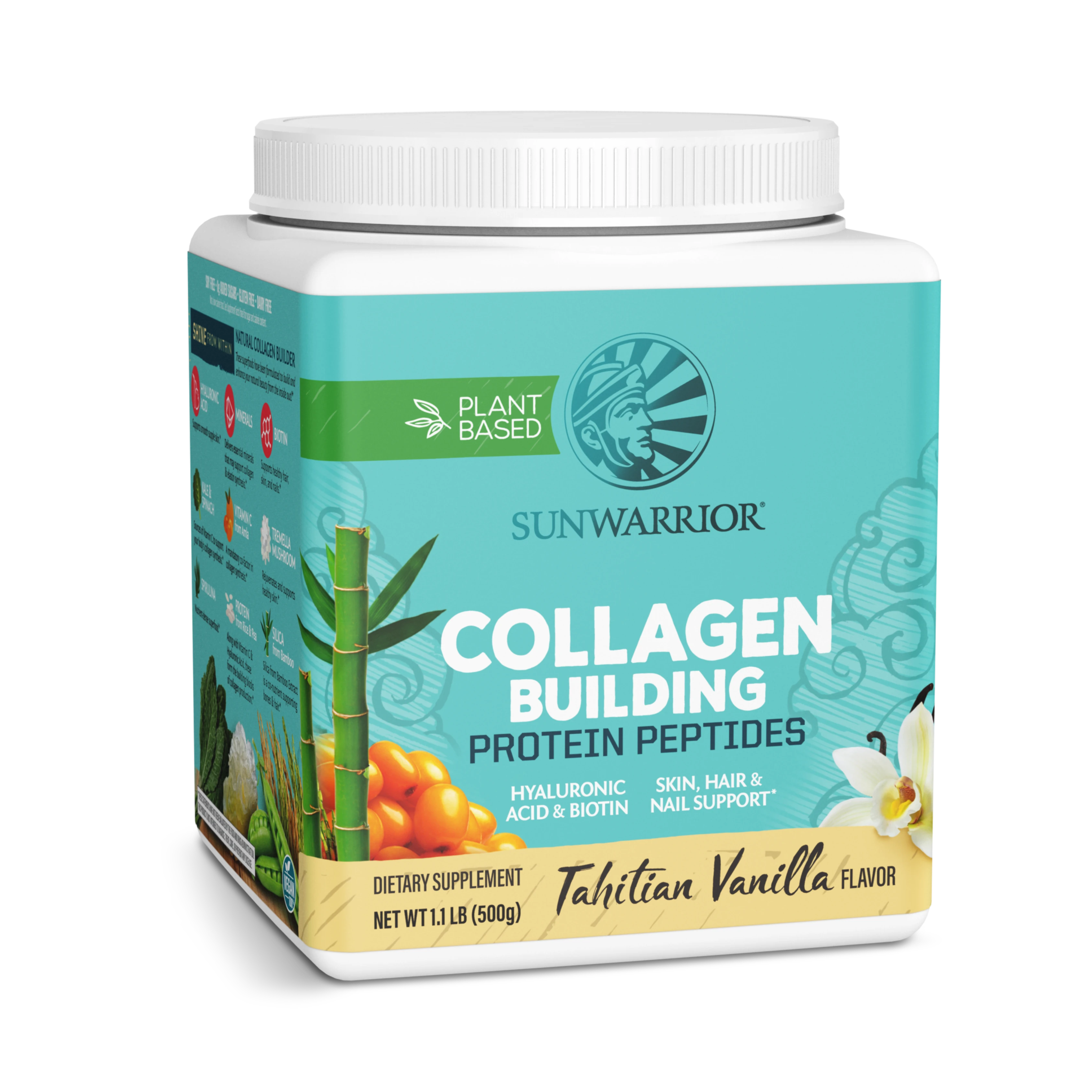 Sunwarrior, Collagen Building Protein Peptides, Tahitian Vanilla, 500 g