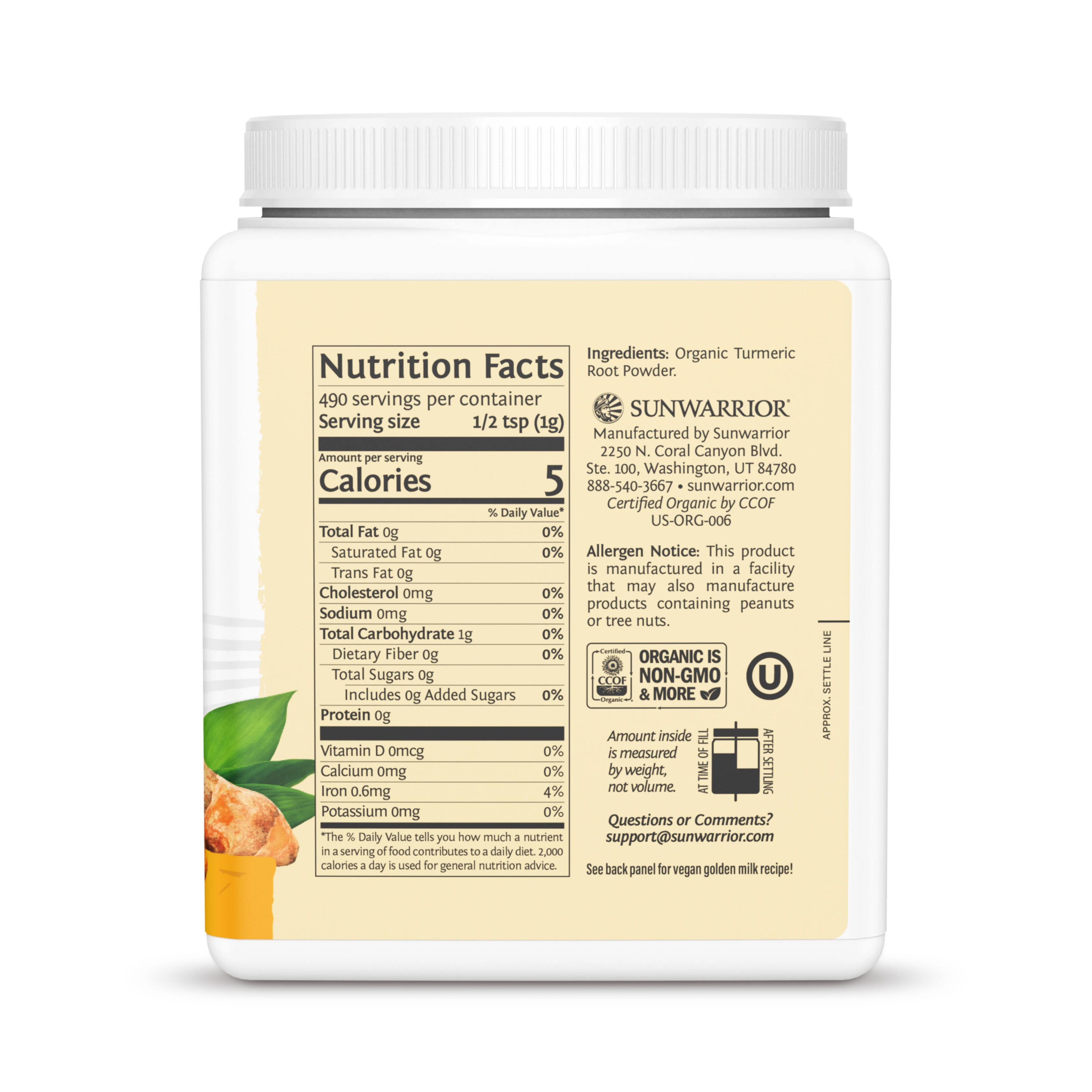 Sunwarrior, Harvest, Turmeric Root Powder, 490 g