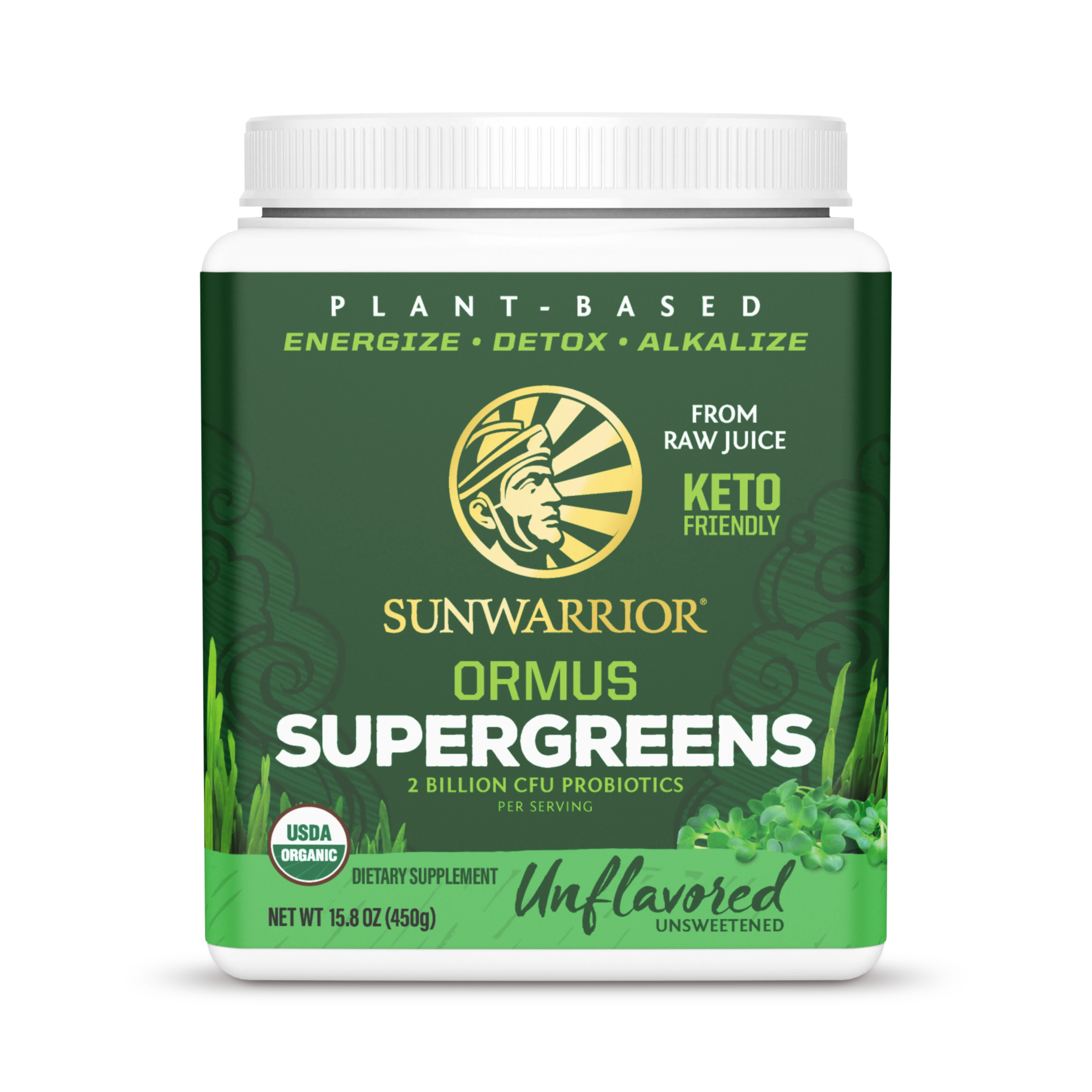 Sunwarrior, Ormus Supergreens, Unflavored, 450 g