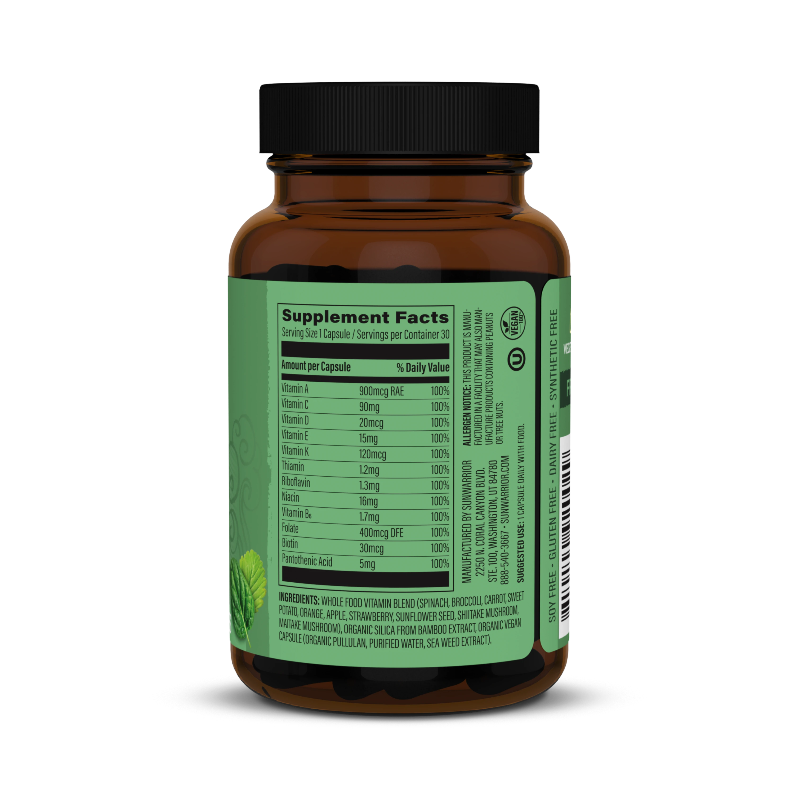 Sunwarrior, Plant-Based Multi-V, 30 Vegan Capsules