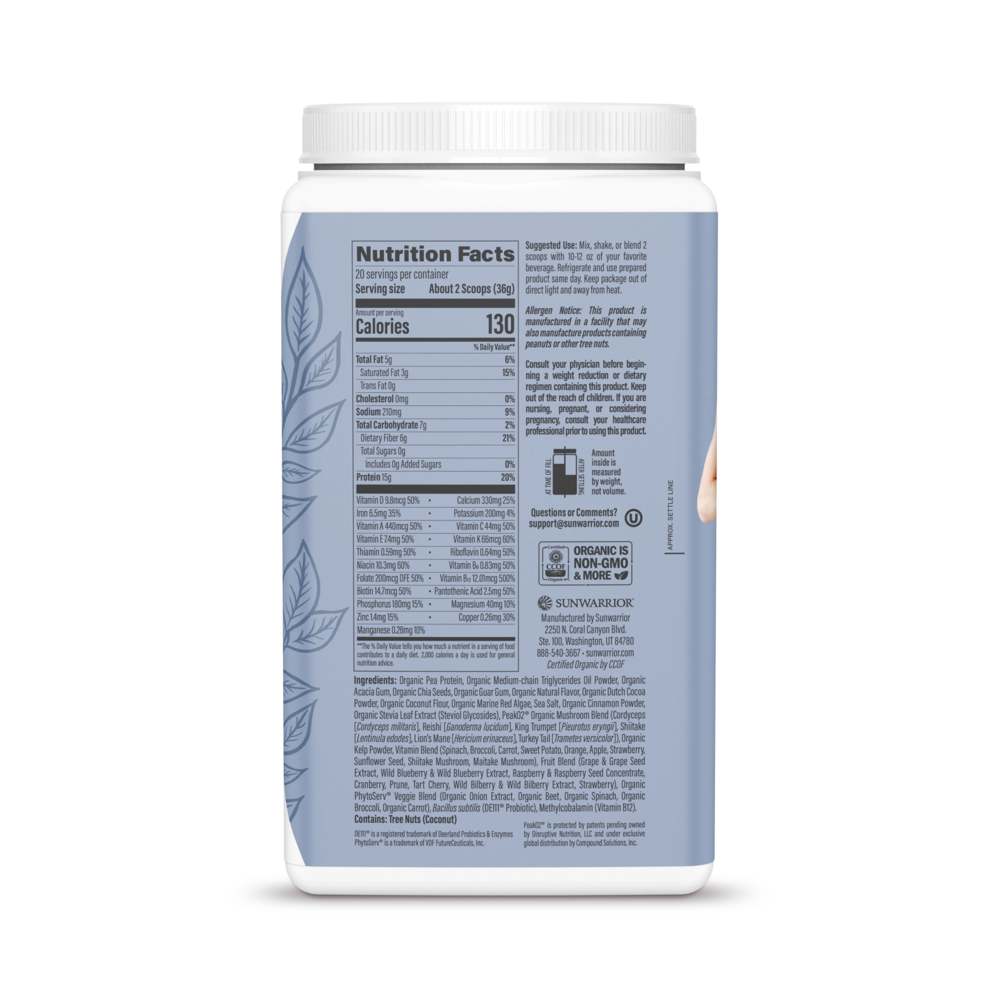Sunwarrior, Shape, Lean Superfood Shake, Chocolate, 720 g