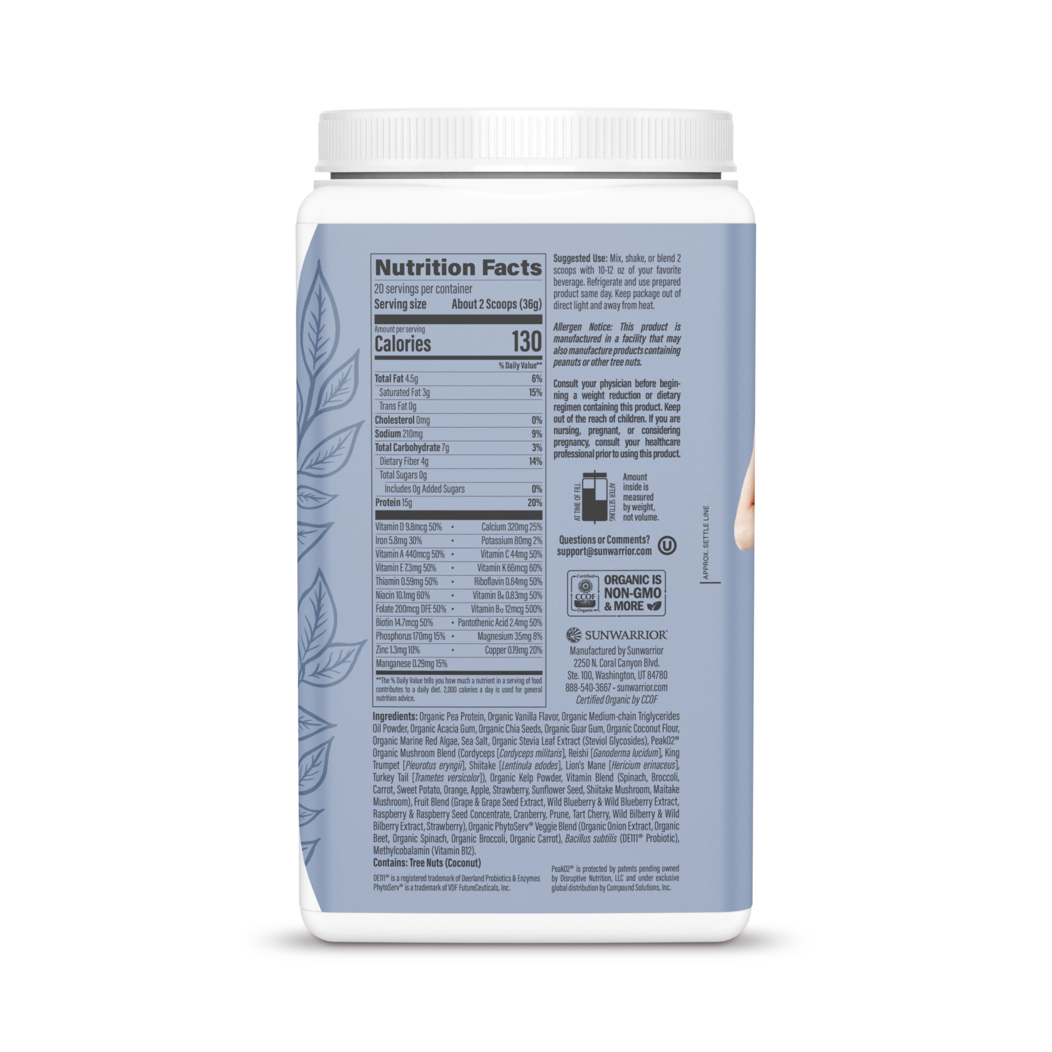 Sunwarrior, Shape, Lean Superfood Shake, Vanilla, 720 g