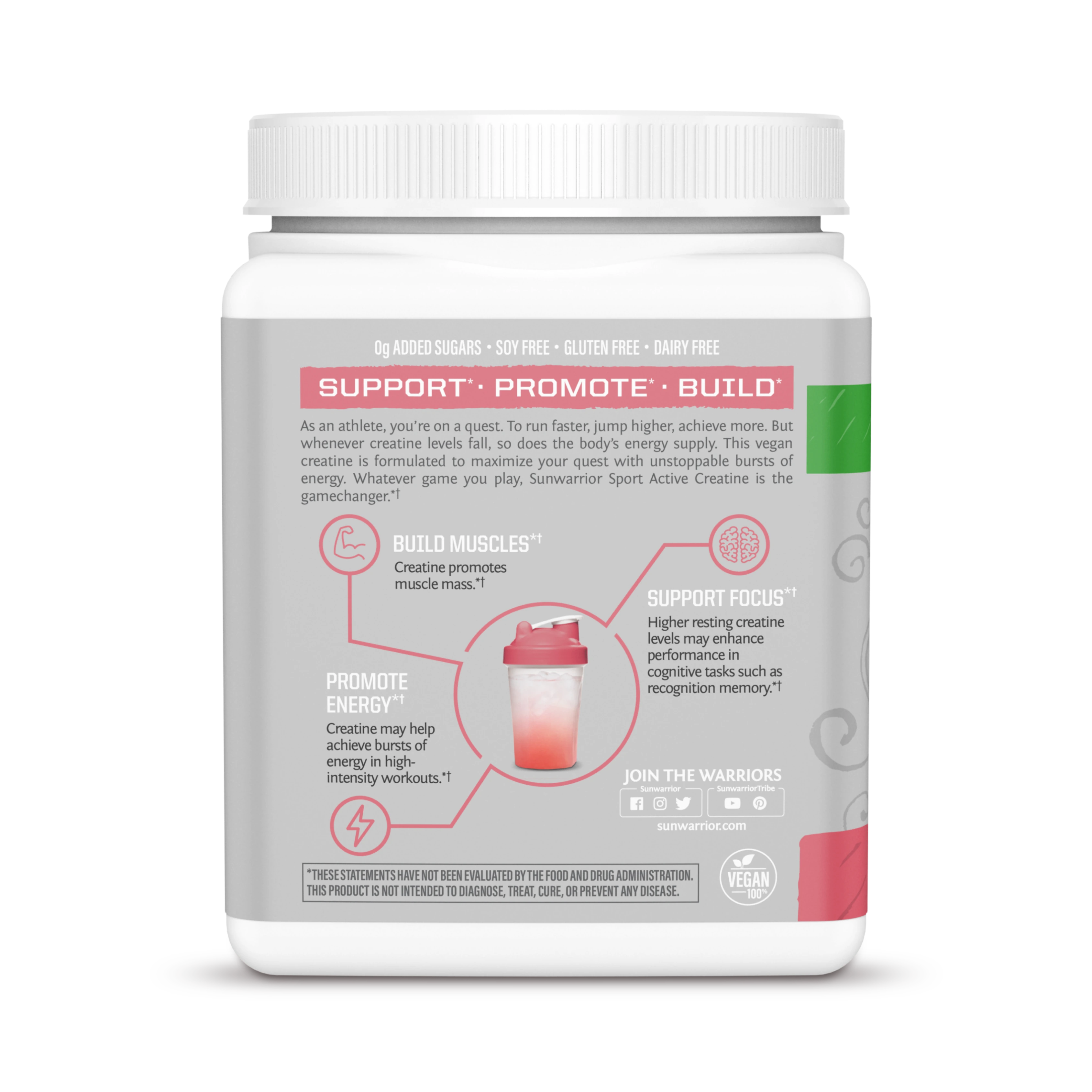 Sunwarrior, Sport, Active Creatine Monohydrate, Raspberry, 350 g