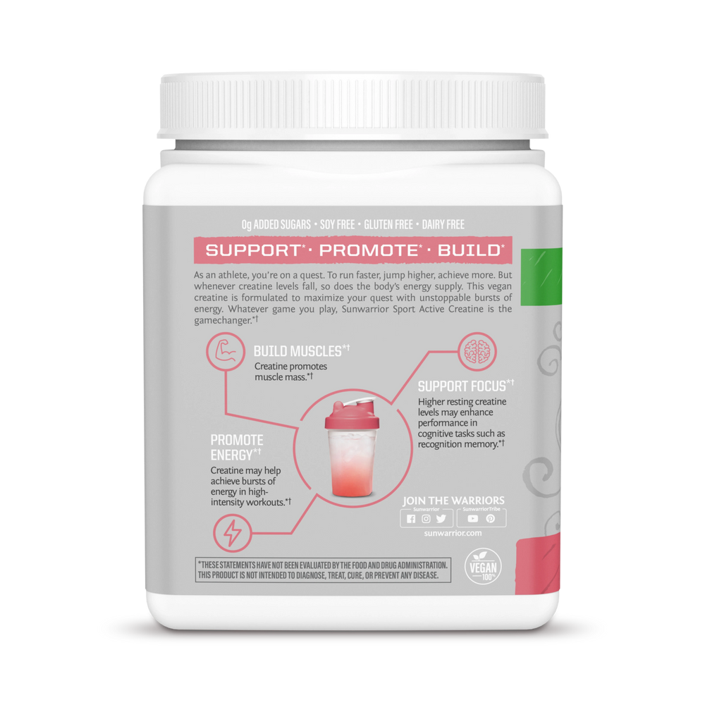 Sunwarrior, Sport, Active Creatine Monohydrate, Raspberry, 350 g